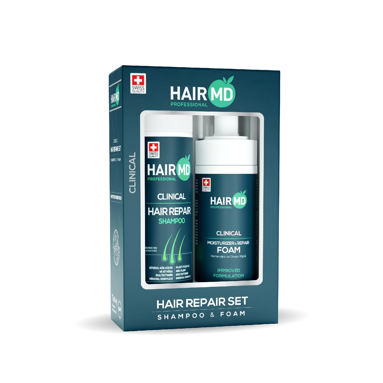 HairMD Transplant Hair Repair Set – Post-Transplant Shampoo & Moisturizing Foam