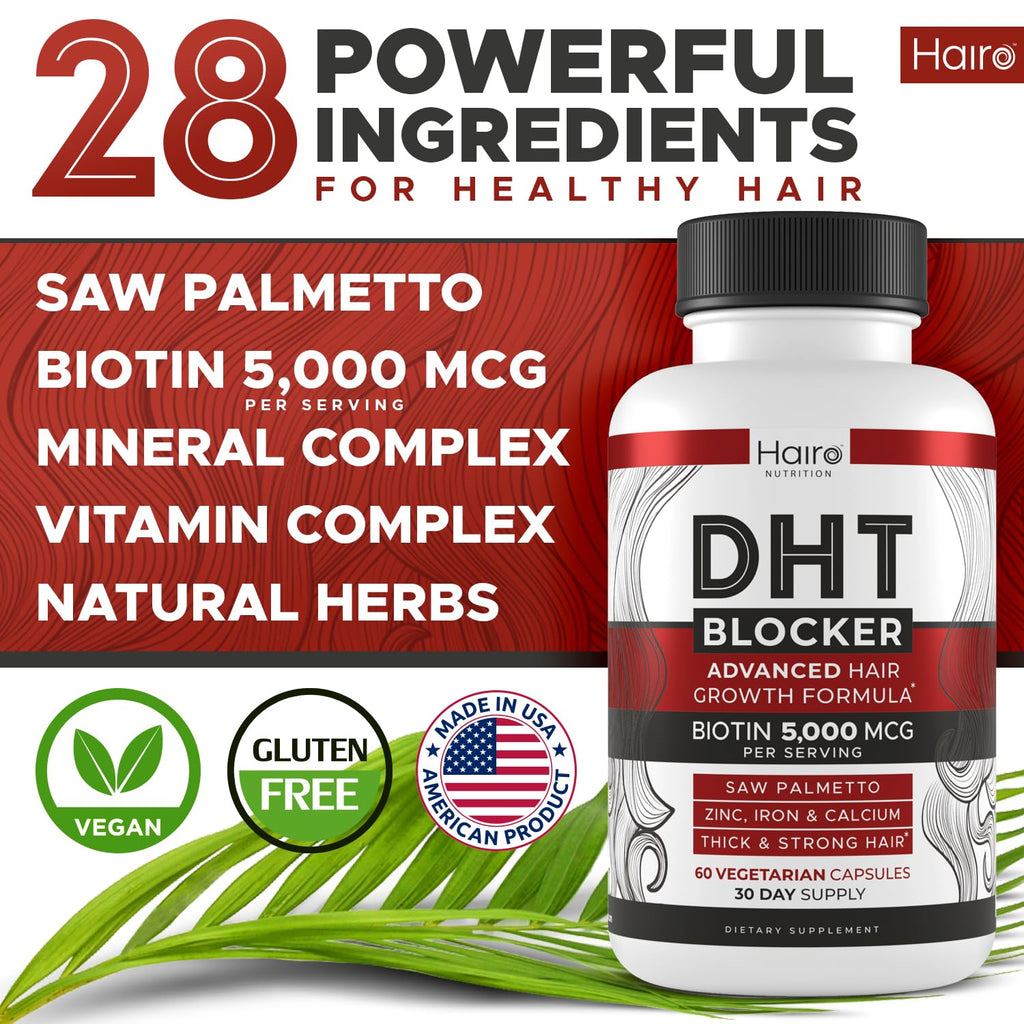 DHT Blocker Hair Growth Supplement – Biotin & Saw Palmetto for Regrowth (Unisex)