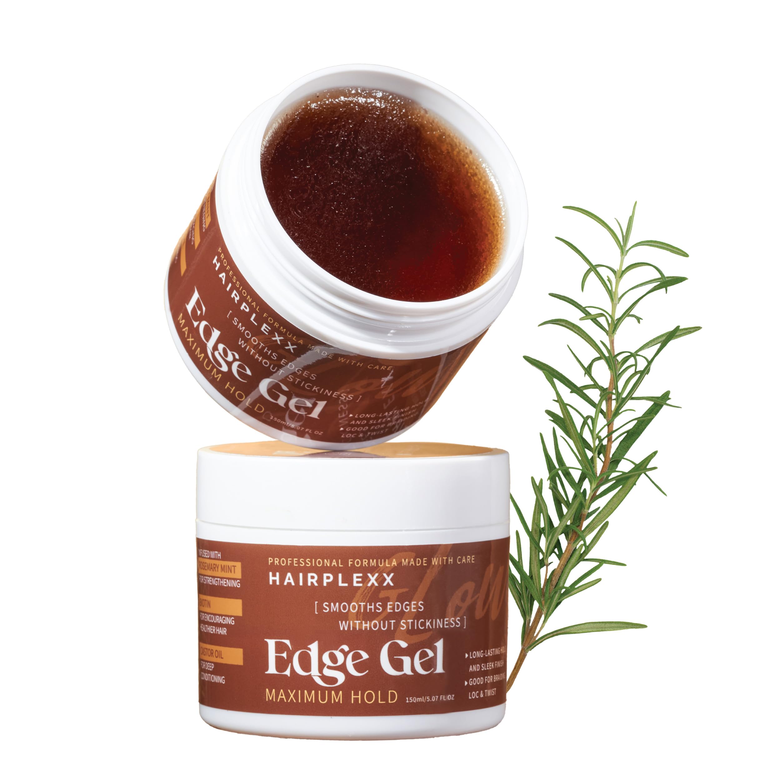 Hairplexx Glow Edge Control Gel – Maximum Hold, Non-Sticky Finish, Rosemary Mint, Biotin & Castor Oil