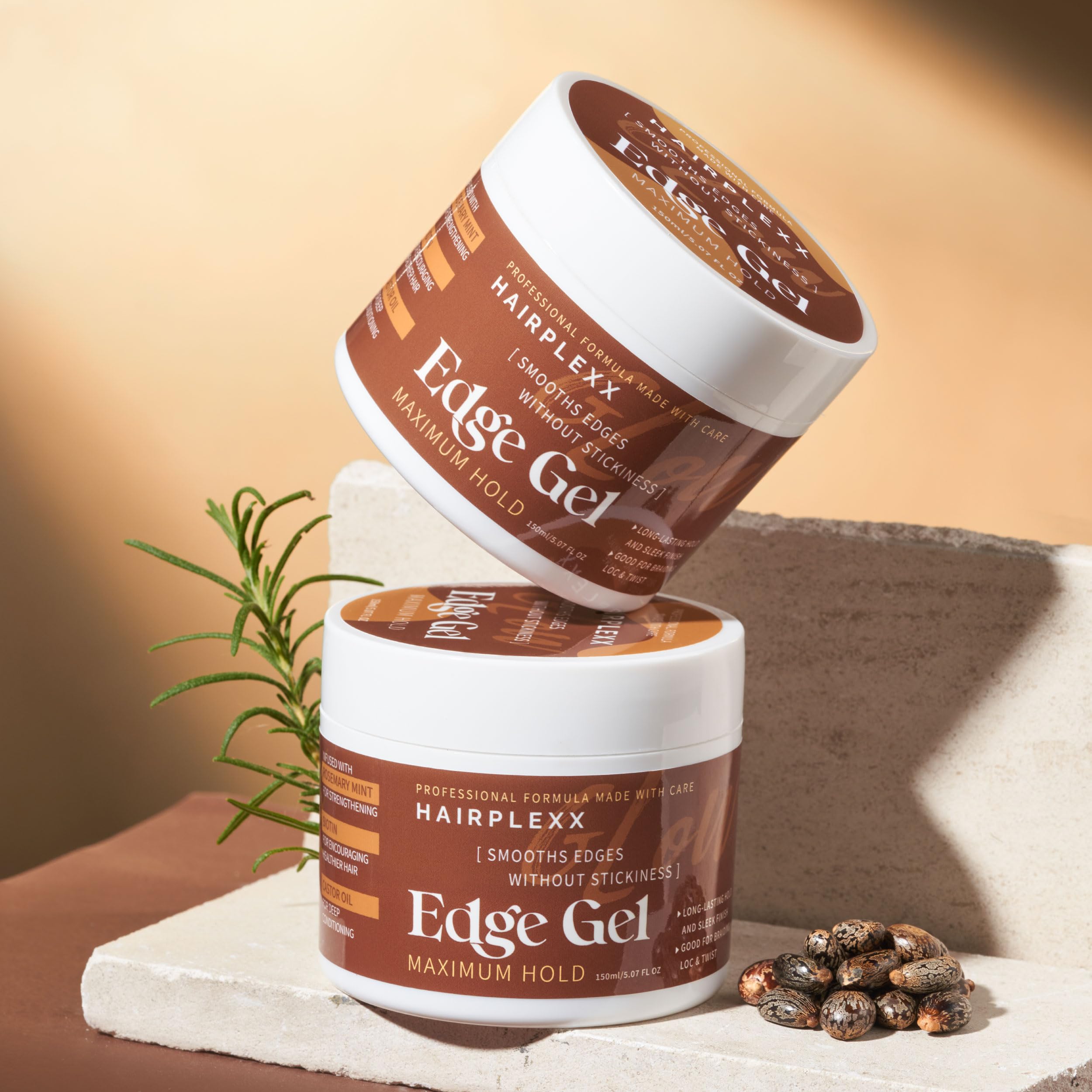 Hairplexx Glow Edge Control Gel – Maximum Hold, Non-Sticky Finish, Rosemary Mint, Biotin & Castor Oil