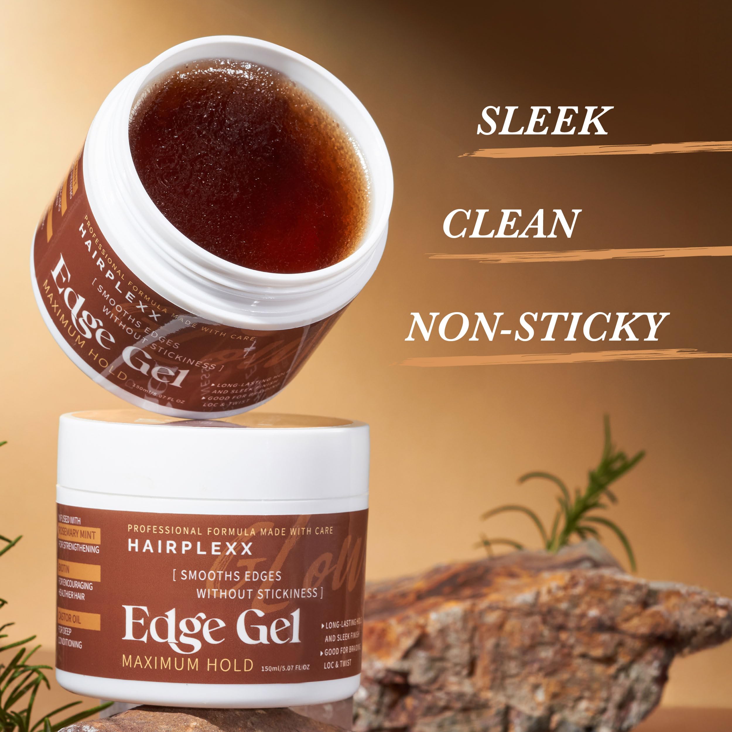 Hairplexx Glow Edge Control Gel – Maximum Hold, Non-Sticky Finish, Rosemary Mint, Biotin & Castor Oil