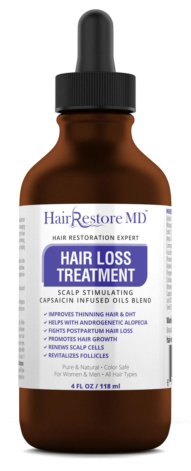 HairRestore MD DHT Blocker Oil with Cayenne – Hair Regrowth Serum