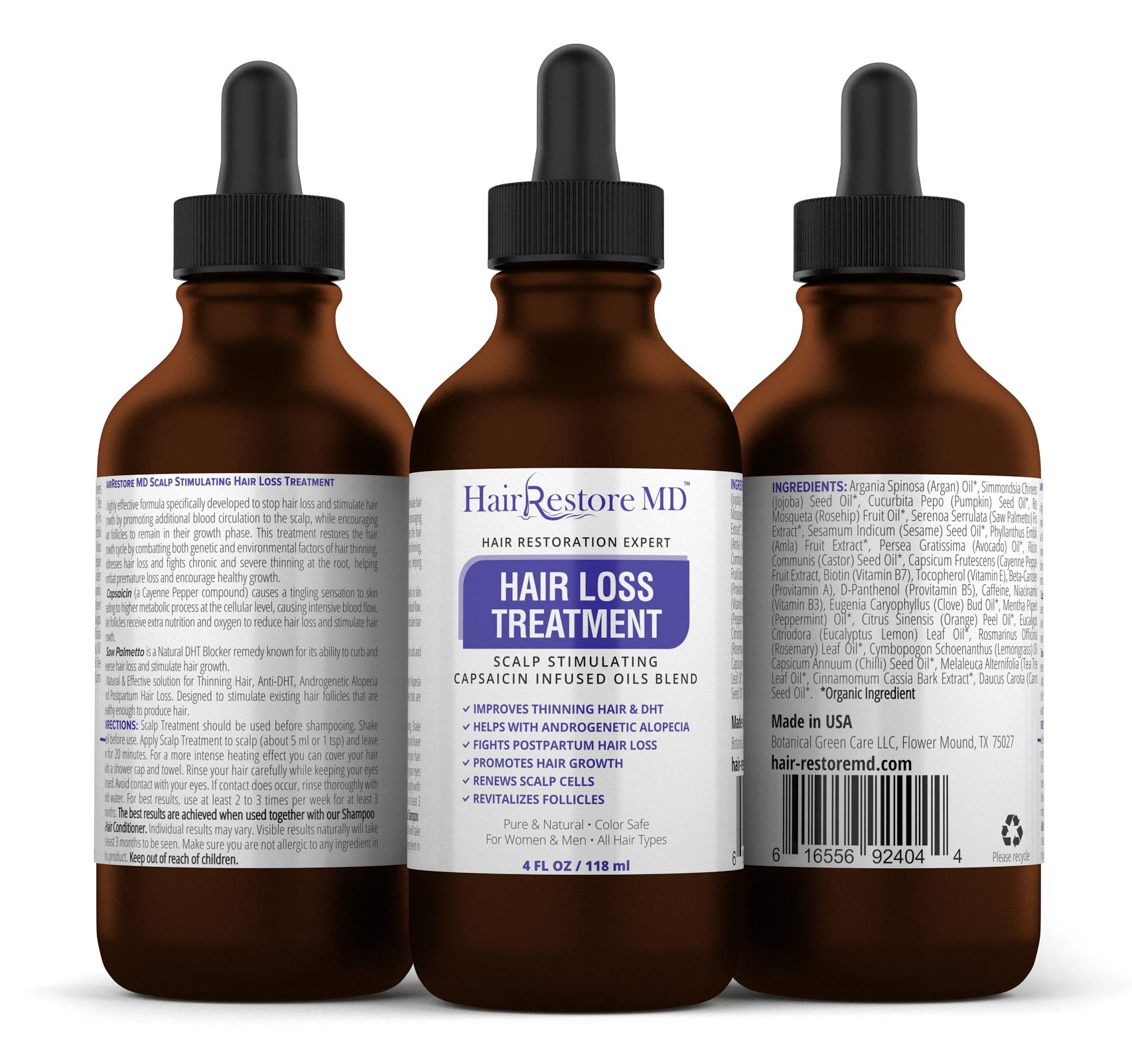 HairRestore MD DHT Blocker Oil with Cayenne – Hair Regrowth Serum