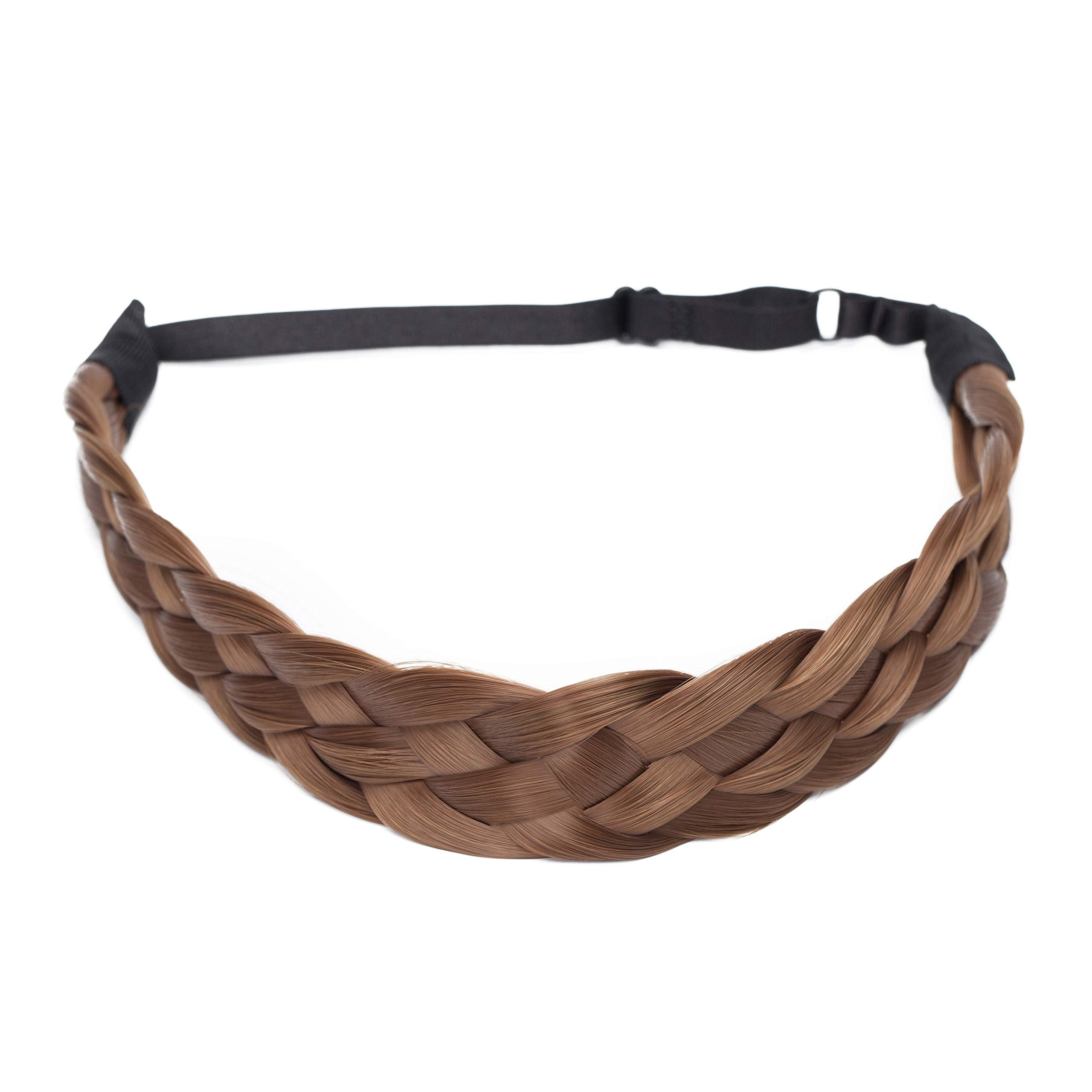 Hairro Braided Headband – 5-Strand Synthetic Plait, 50g, #12 Light Brown (Girls & Women)