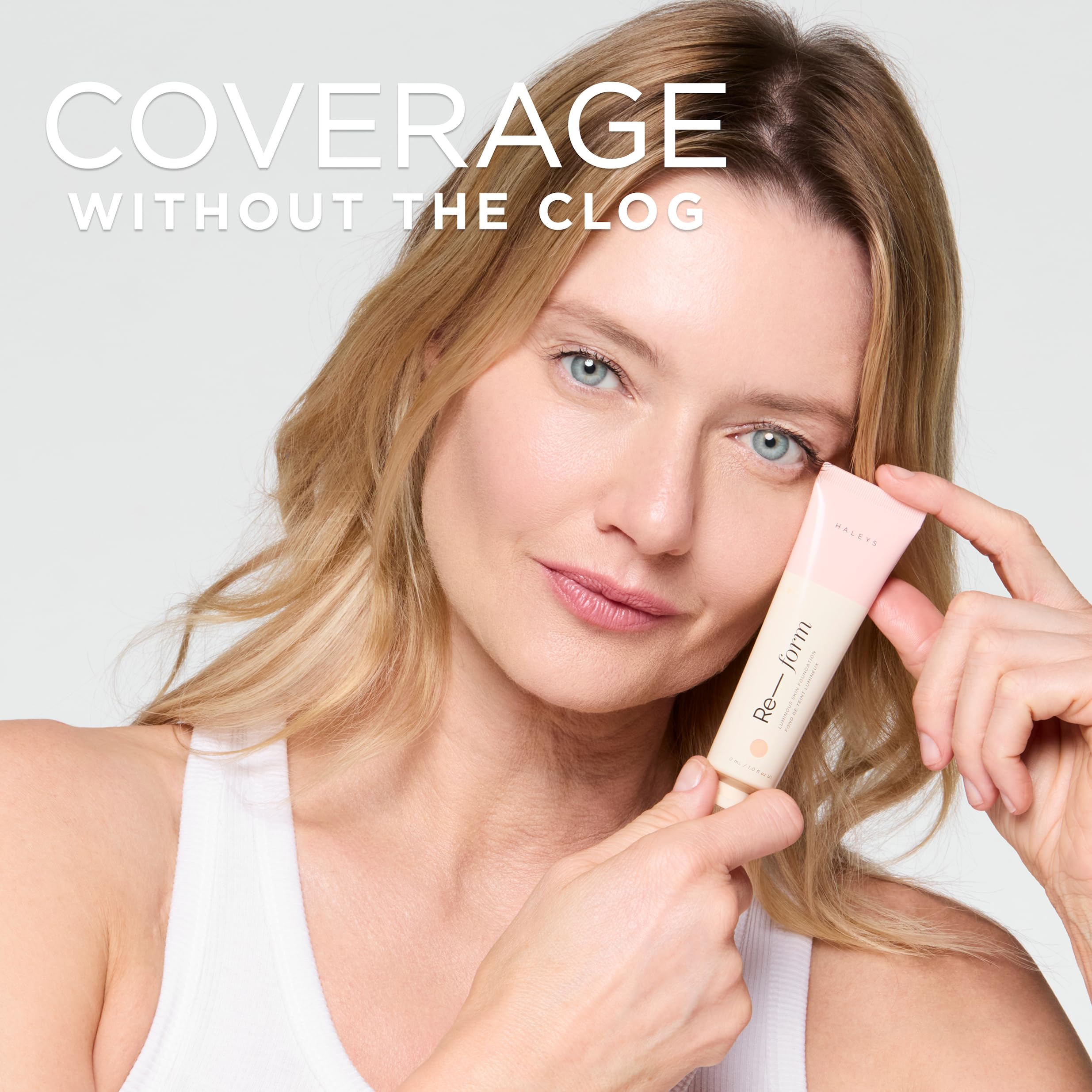 HALEYS Re-form Luminous Skin Foundation | Vegan, Cruelty-Free, Med–Full Coverage, Oil-Free, All-Day Wear