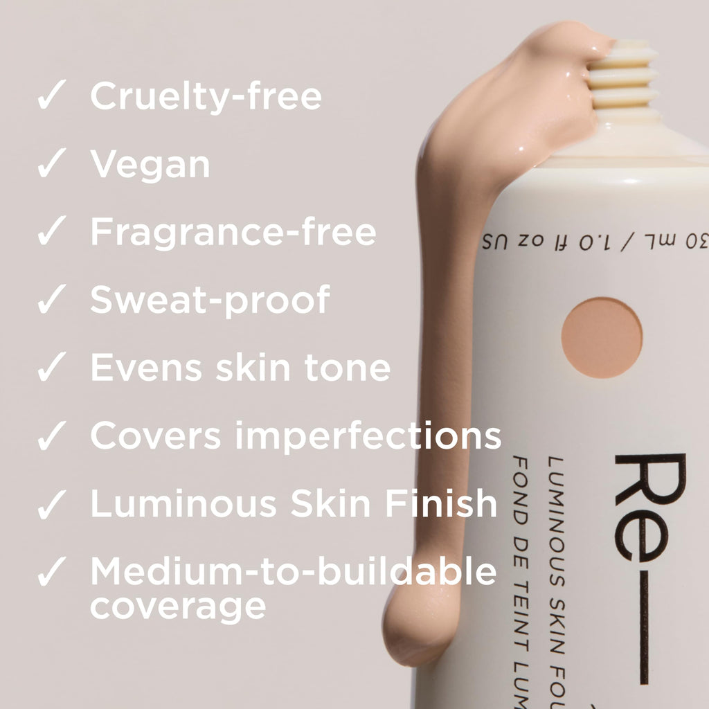 HALEYS Re-form Luminous Skin Foundation — Vegan, Cruelty-Free, Buildable Coverage, Oil-Free, All-Day Wear