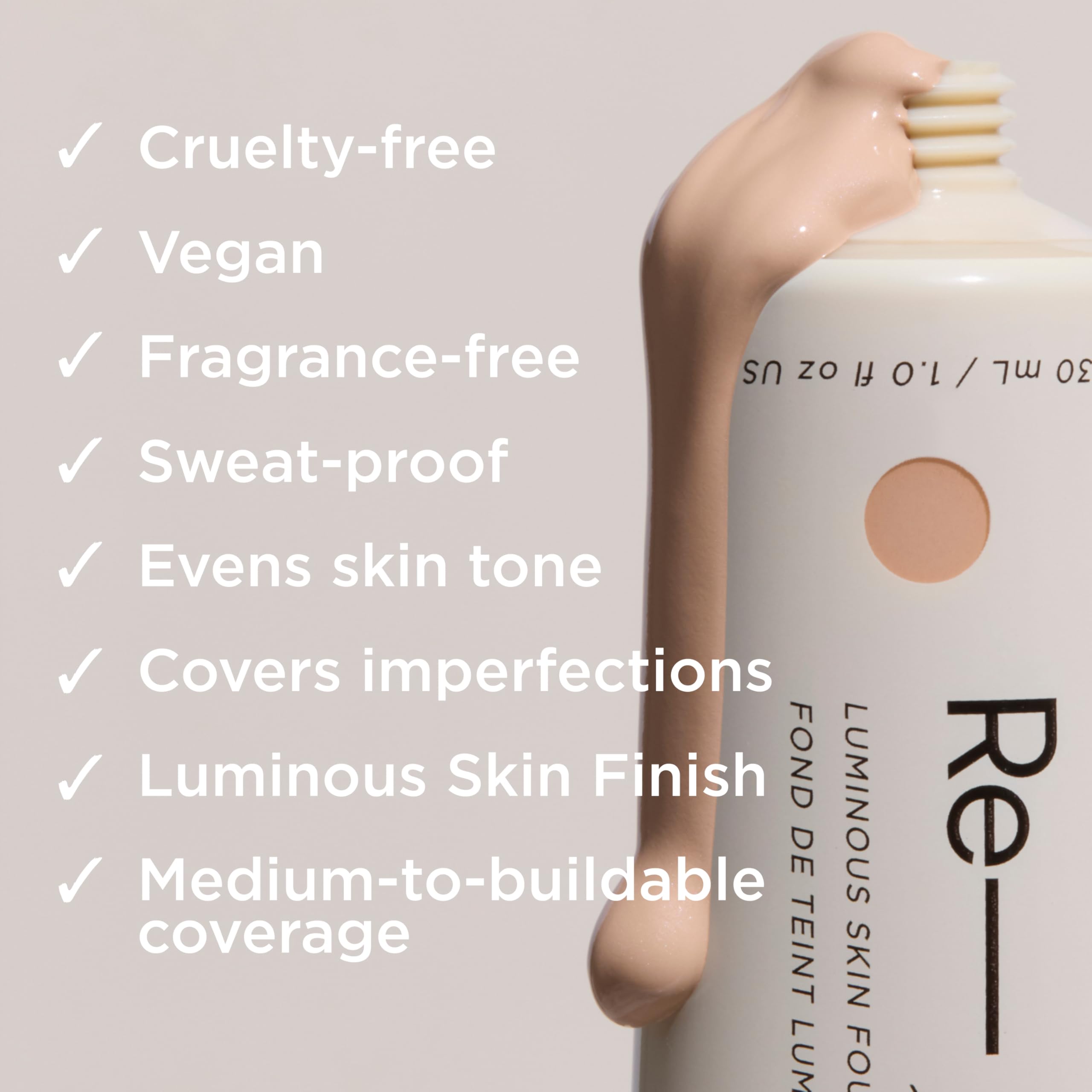 HALEYS Re-form Luminous Skin Foundation — Vegan, Cruelty-Free, Buildable Coverage, Oil-Free, All-Day Wear