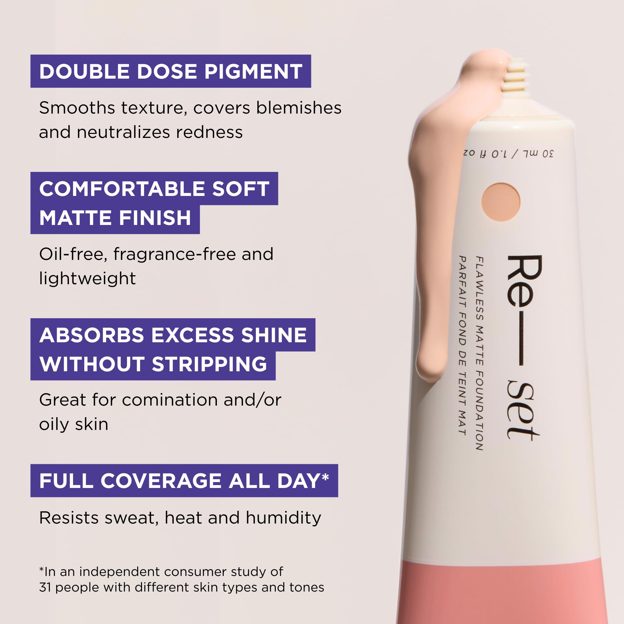 HALEYS Re-set Full Coverage Matte Foundation | Vegan, Oil-Free, Long-Wear