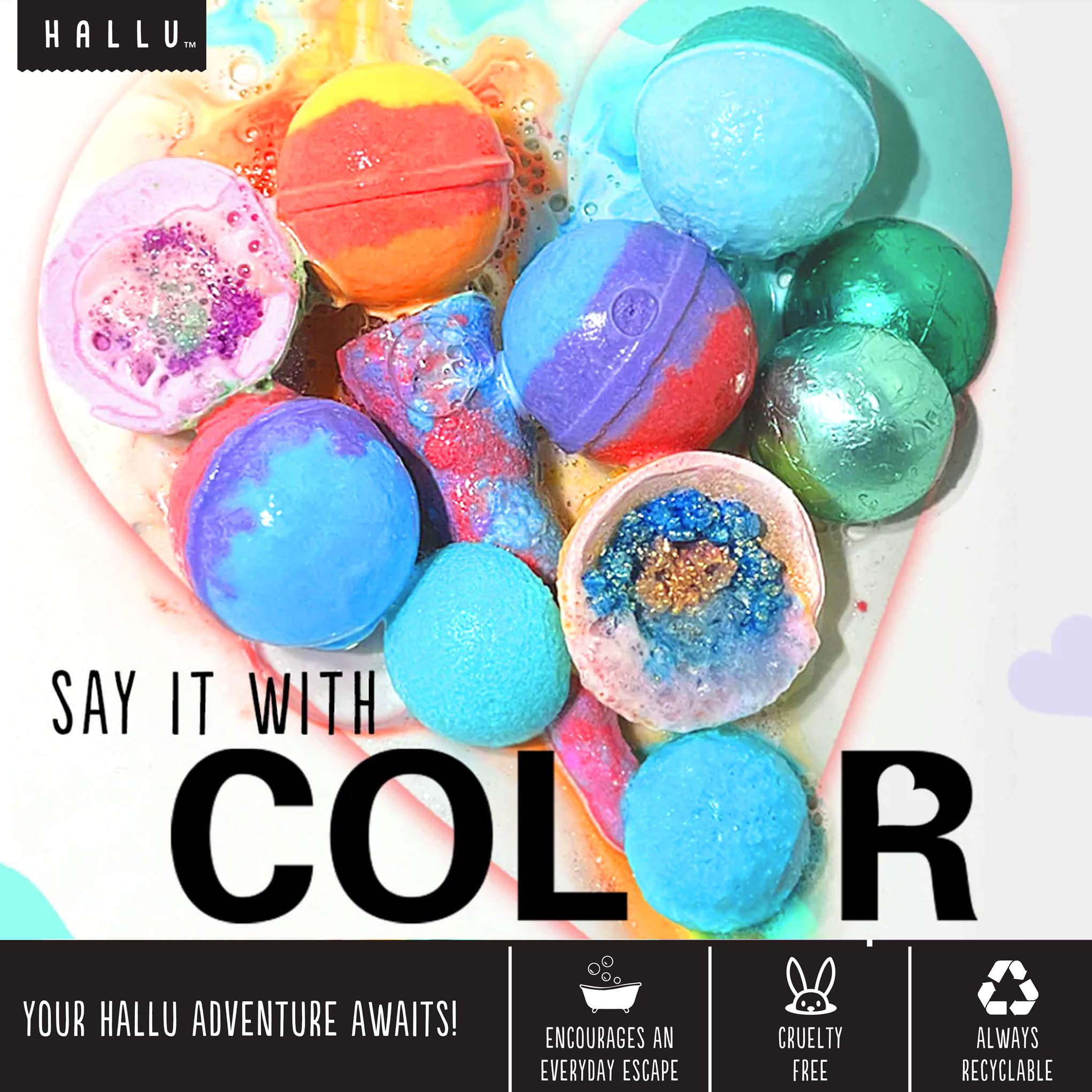 Hallu Unicorn Bath Bomb – Mango Peach & Vanilla, 140 g, 8-pack