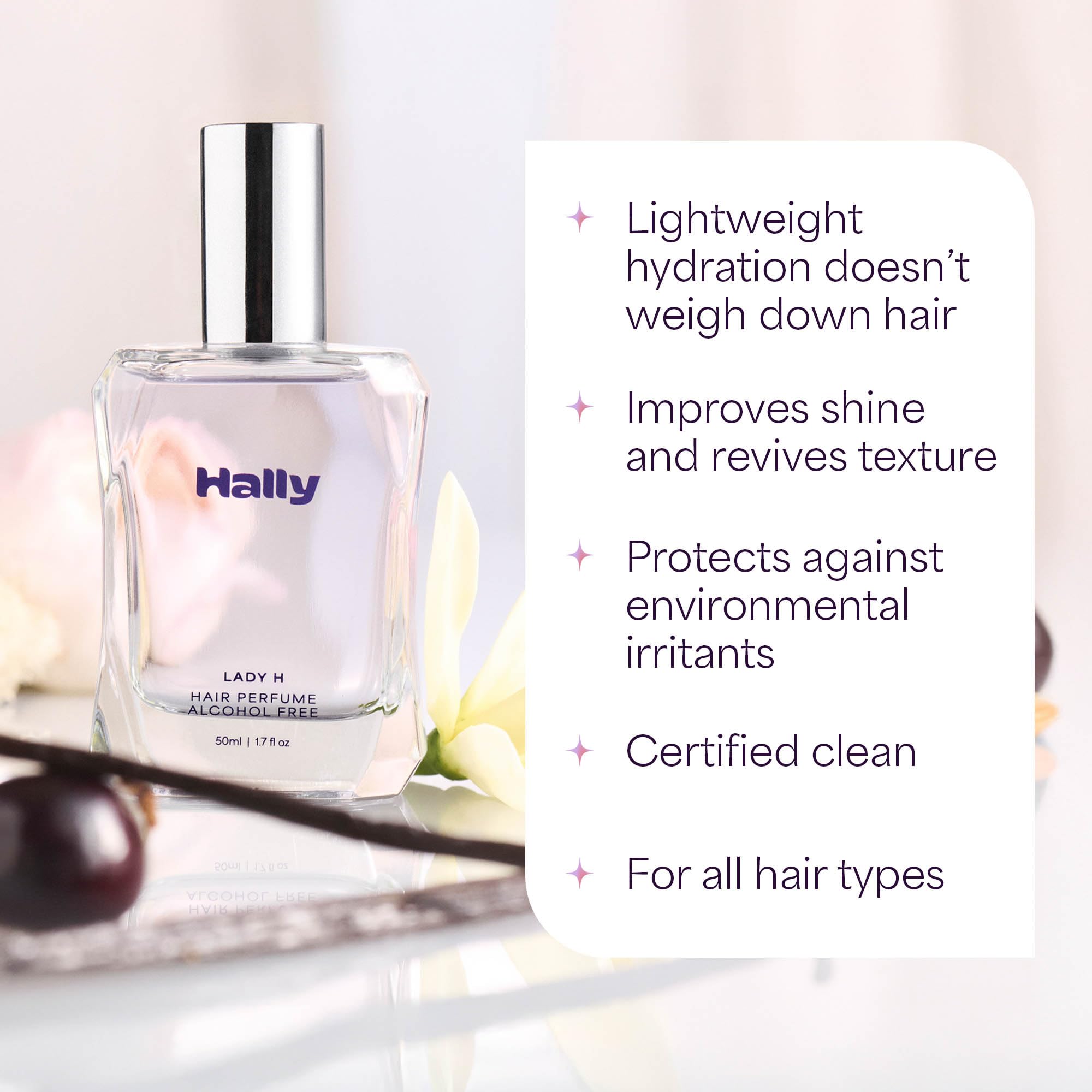 Hally Lady H Hair & Body Perfume – Alcohol-Free Cherry Vanilla Jasmine Mist | 50ml
