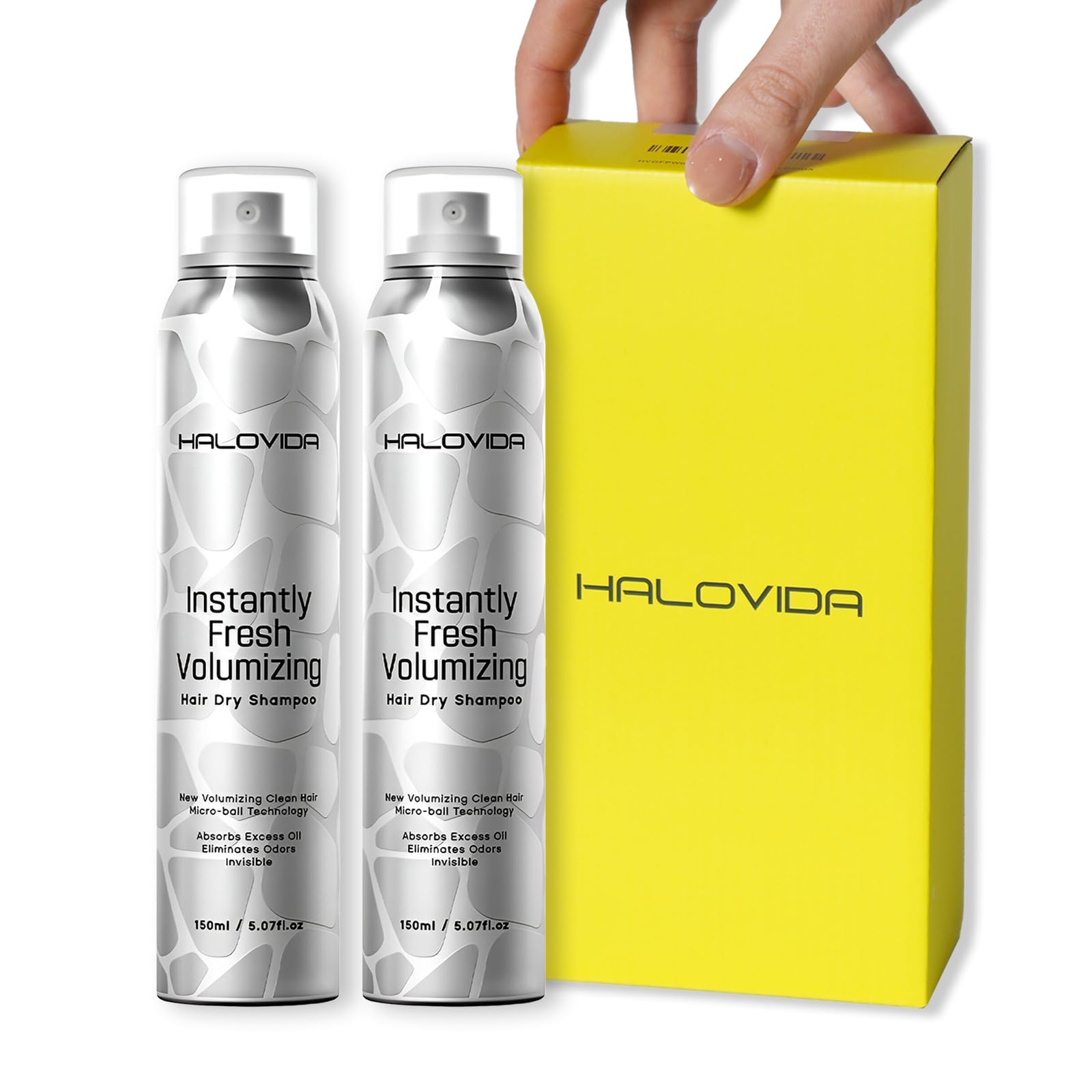 HALOVIDA Dry Shampoo for Women – No White Residue, Oil Absorption & Instant Volume (2 x 5.07 fl oz)