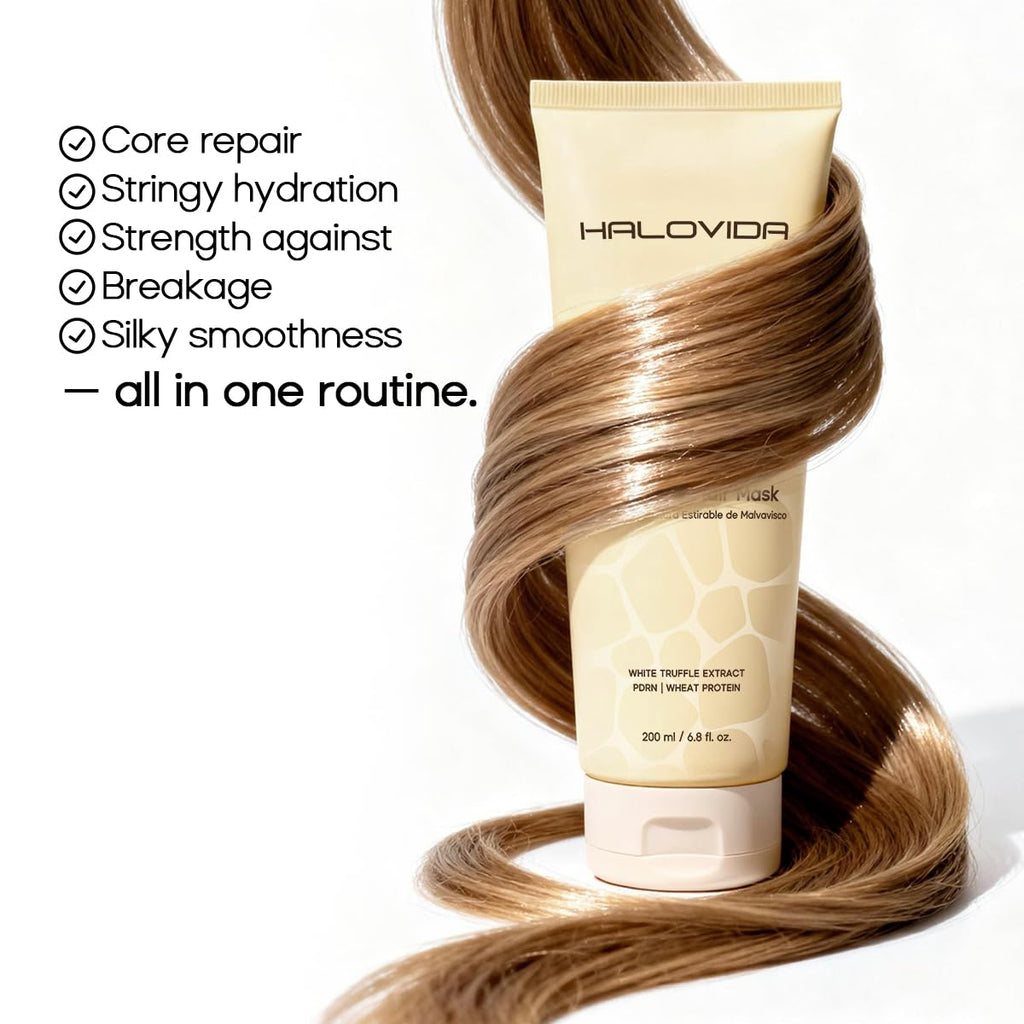 HALOVIDA Hair Mask for Damaged Hair – Deep Conditioning with Olive Oil & White Truffle (6.8 fl oz)