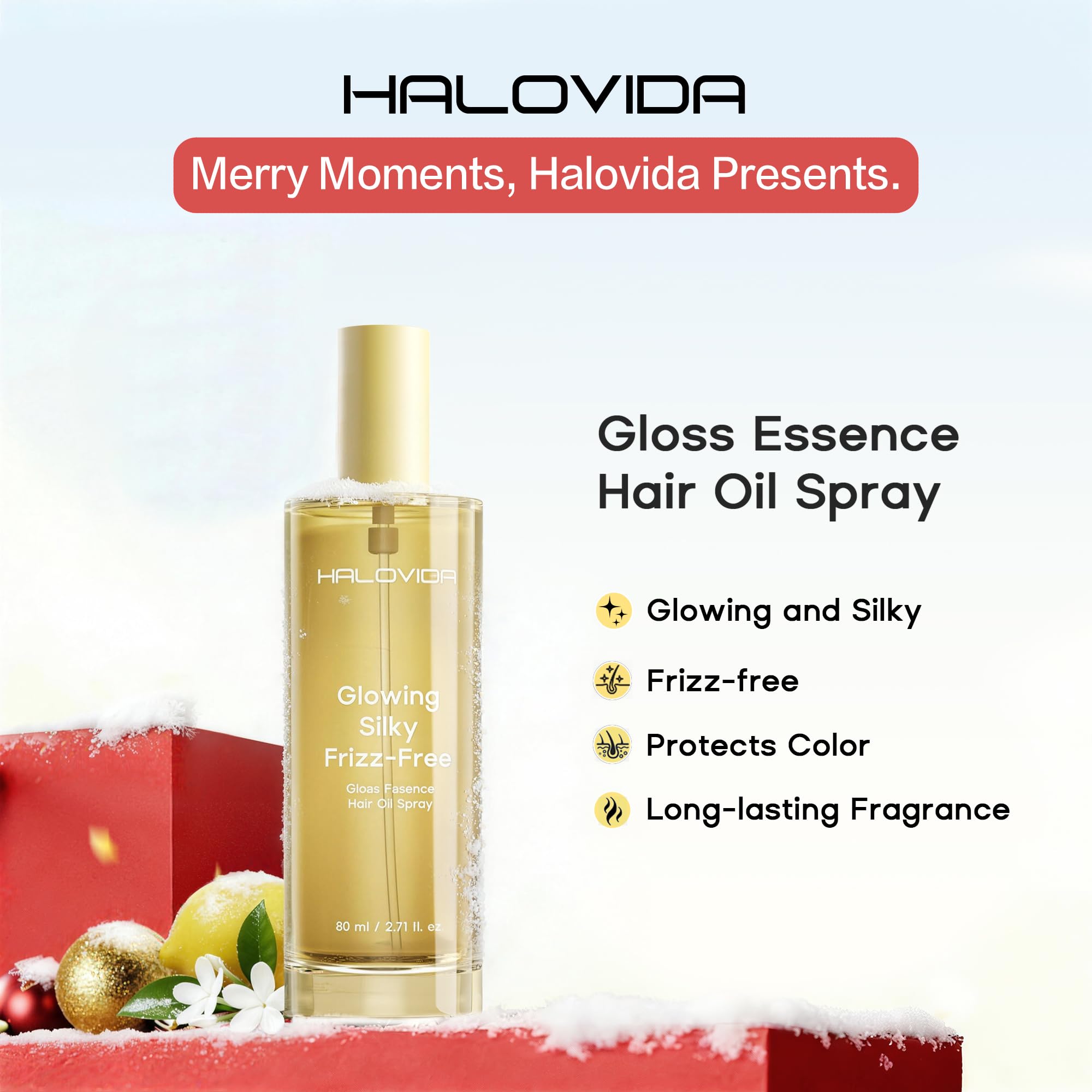HALOVIDA Hair Oil – Heat Protectant, Frizz Control & Color Protection (2.71 fl oz)