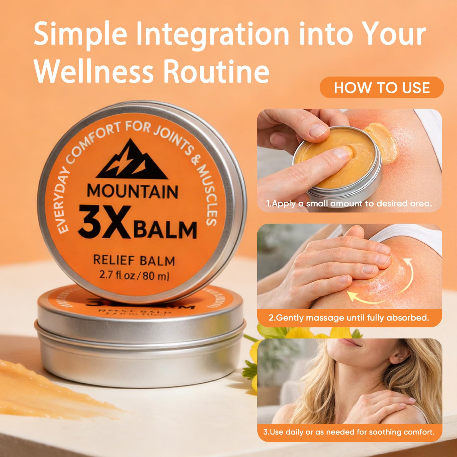 Halpilt Mountain 3X Relief Balm — Organic Arnica & Camphor, 2.7 fl oz, Fast-Absorbing Joint & Muscle Comfort