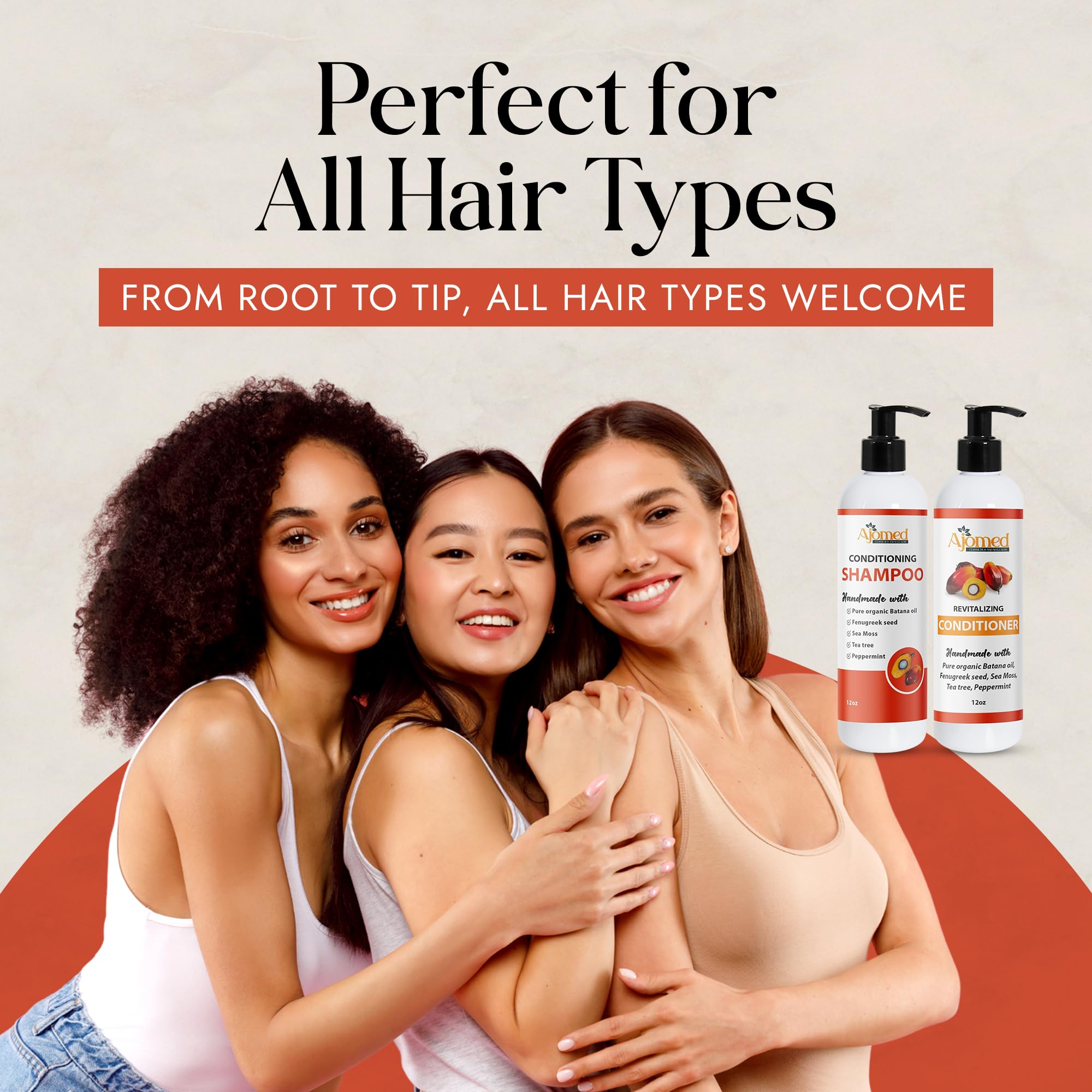Handmade Hair Conditioner with Batana Oil & Sea Moss – Sulfate-Free, Paraben-Free, Non-Toxic, Fenugreek, Rosemary & Tea Tree