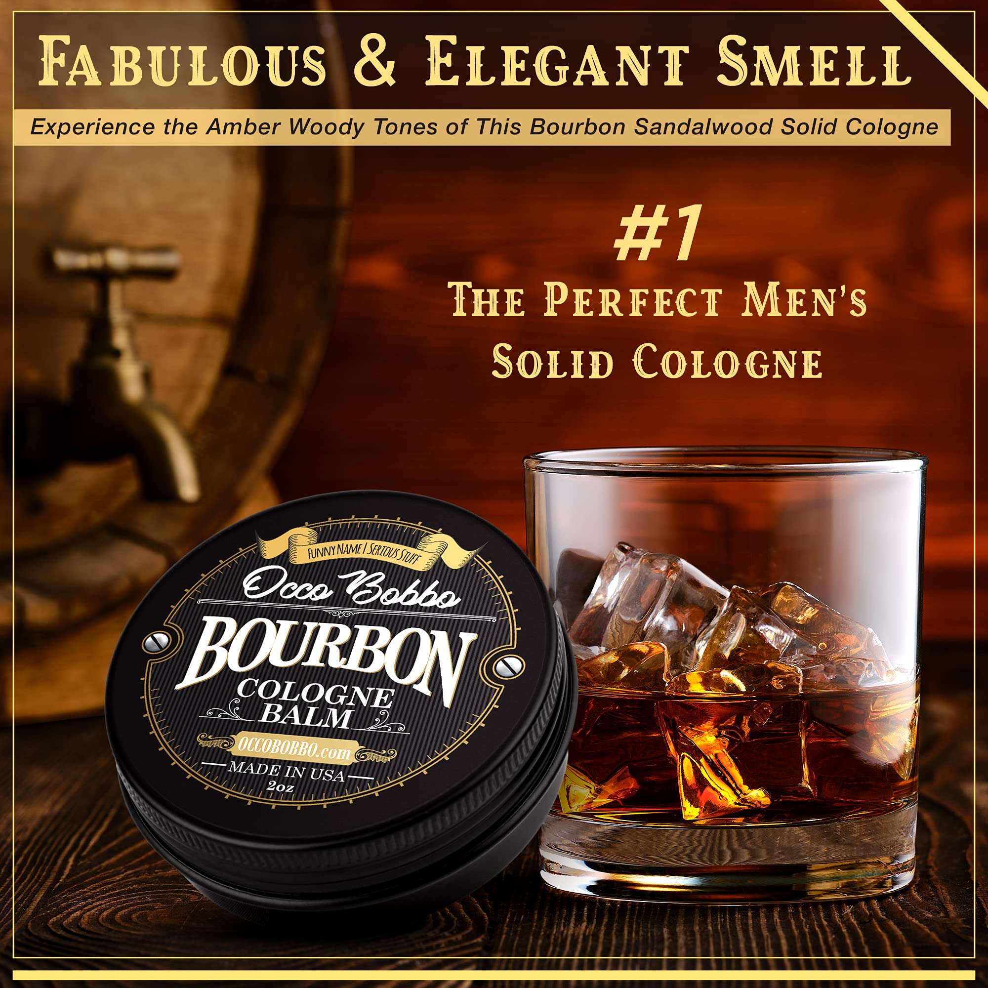 Handy Hound Occo Bobbo Solid Cologne – Bourbon & Sandalwood, 2 oz for Men