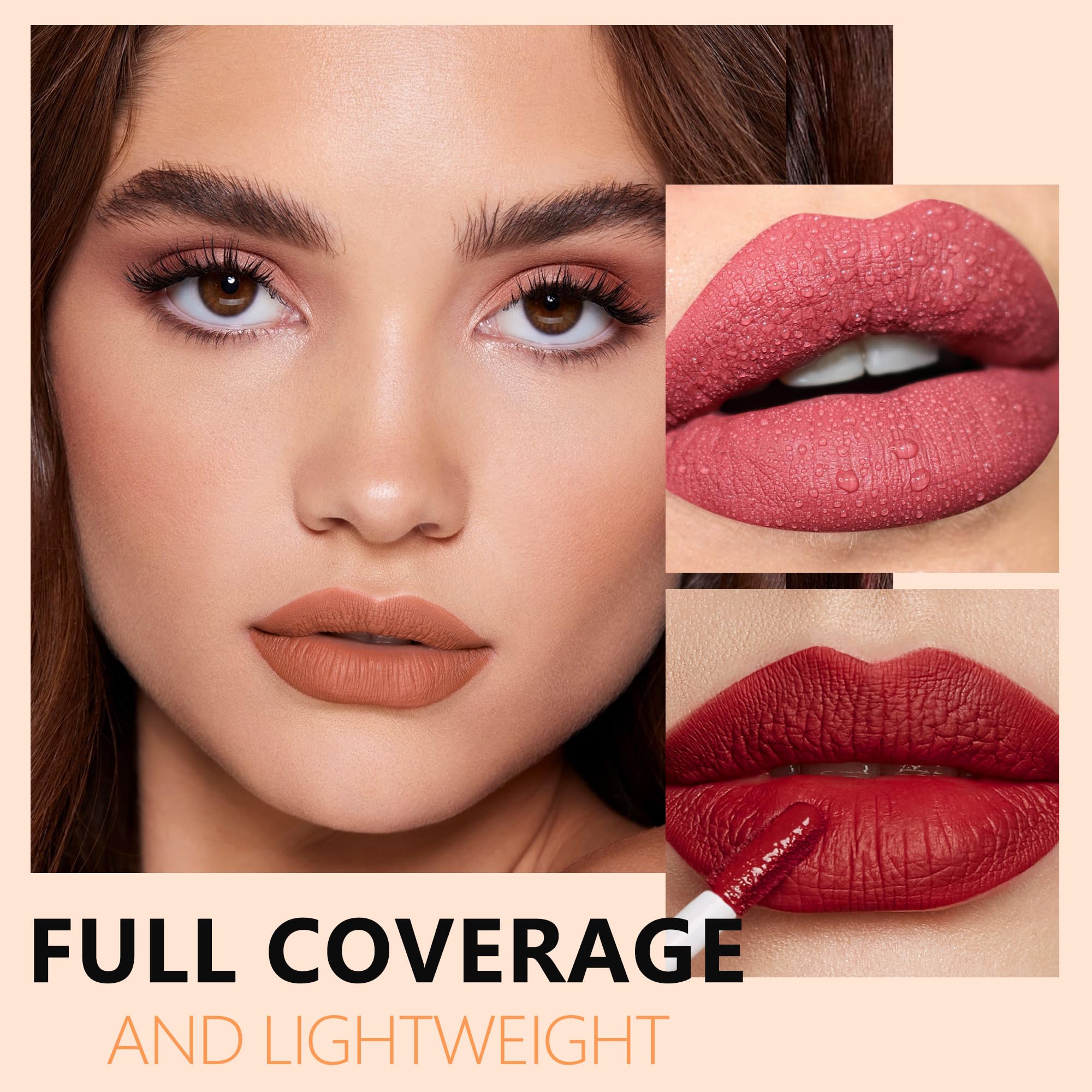 HANLADY Nude Brown Dark Red Lipstick 3pc – Long-Wearing Matte Lip Colors (Vegan & Cruelty-Free)