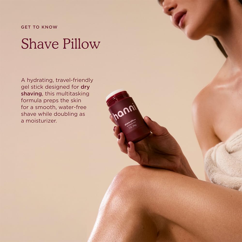HANNI Shave Pillow – In-Shower / Waterless Gel Shave for Women & Men, Travel-Size 3 oz