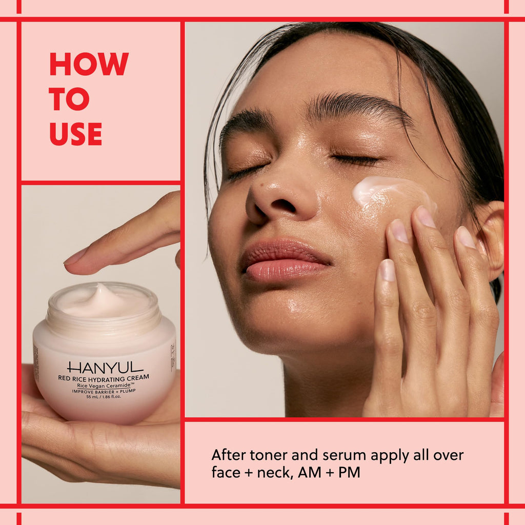 HANYUL Red Rice Hydrating Cream with Fermented Rice Extract | Vegan Ceramide Moisturizer for Deep Hydration & Radiant Skin