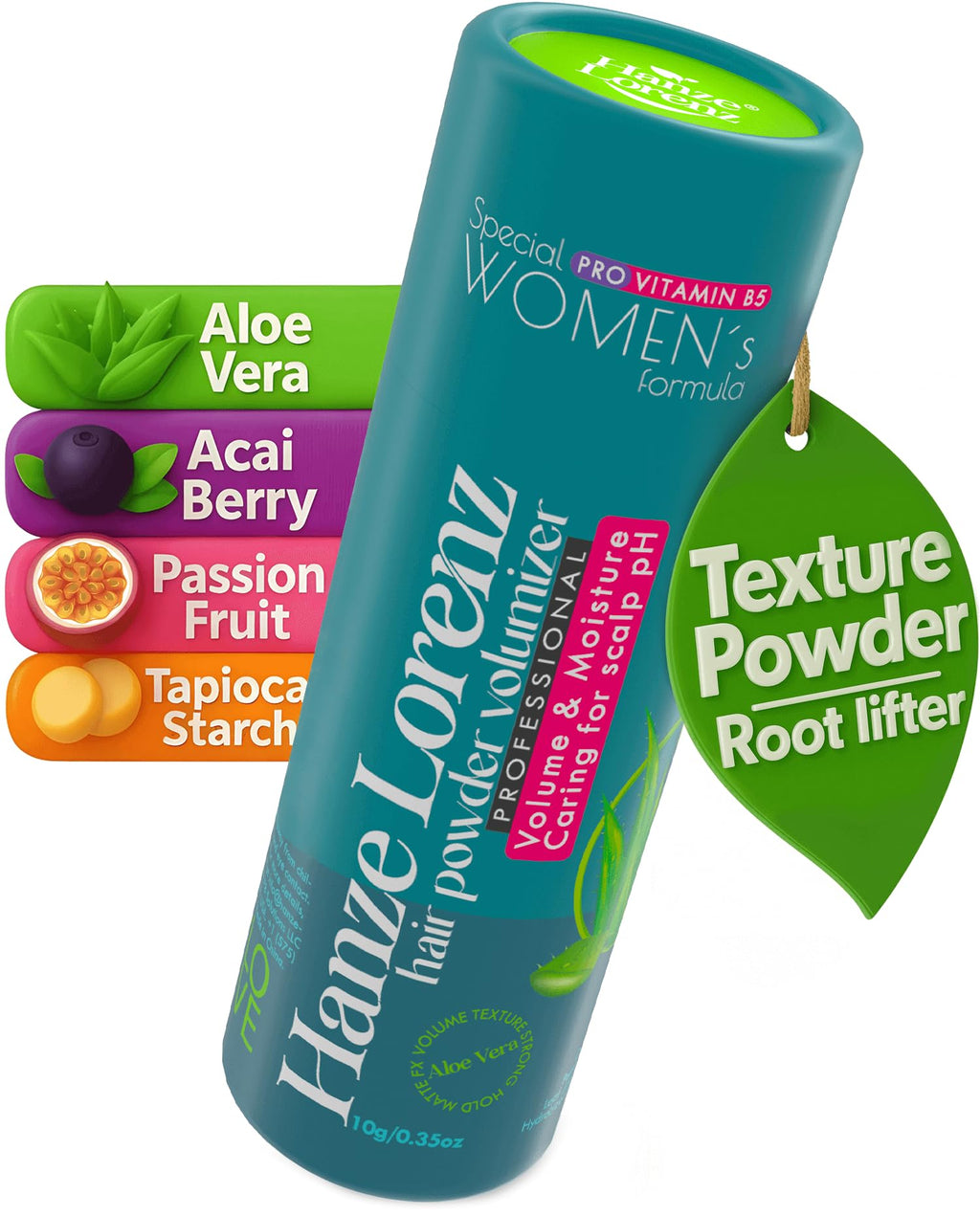 Hanze Lorenz Hair Texture Powder – Root Lifter & Volumizing Dust for Sensitive Scalp – Matte Finish, Unscented – 0.35 oz