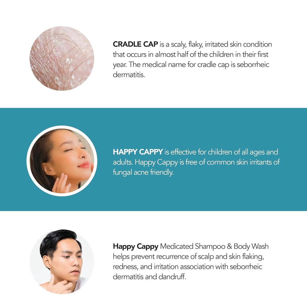 Happy Cappy Medicated Shampoo & Body Wash for Babies – Fragrance-Free, Dandruff & Cradle Cap Relief, Dermatologist Tested, 8 fl oz (Pack of 2)