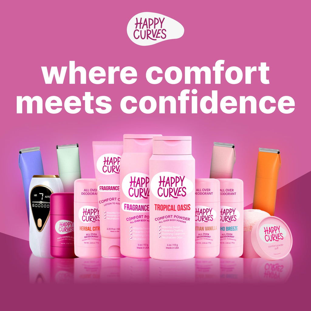 Happy Curves Comfort Puff Mini - Large Body Powder Applicator for All-Day Sweat, Odor, and Chafe Defense