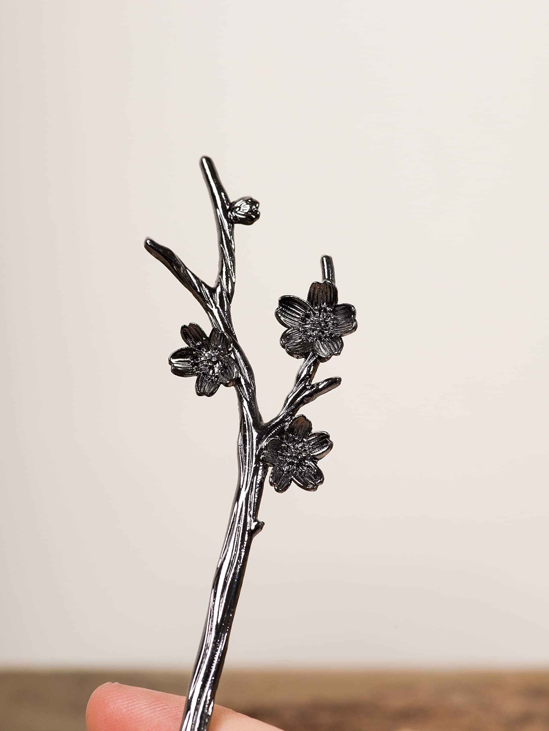 HAQUIL Black Plum Hairpin Stick Barrette – Vintage Long Hair Accessory for Women