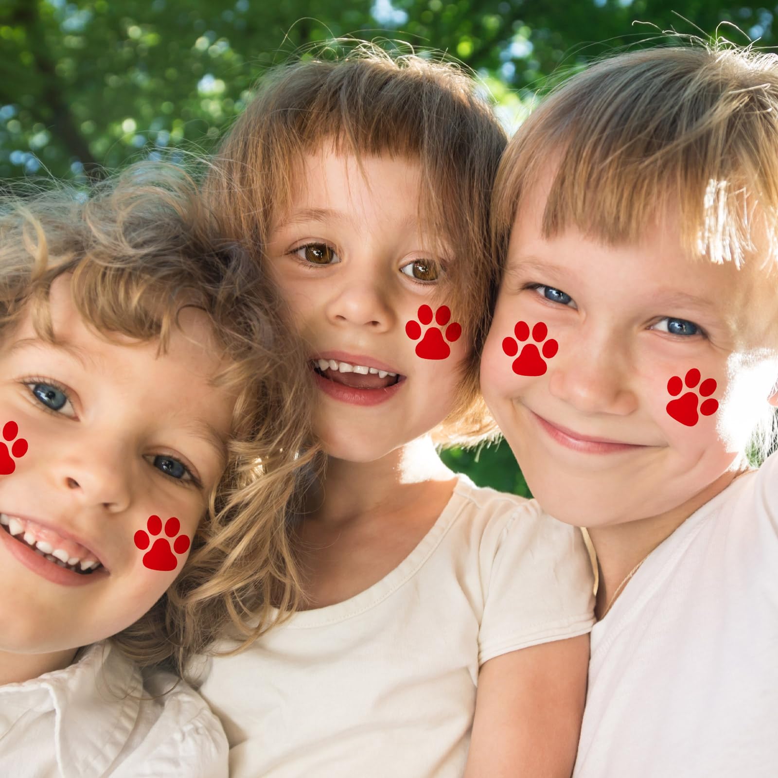 Harloon Paw Print Tattoos - 20 Sheets, 300 Pcs Red Temporary Face & Body Stickers