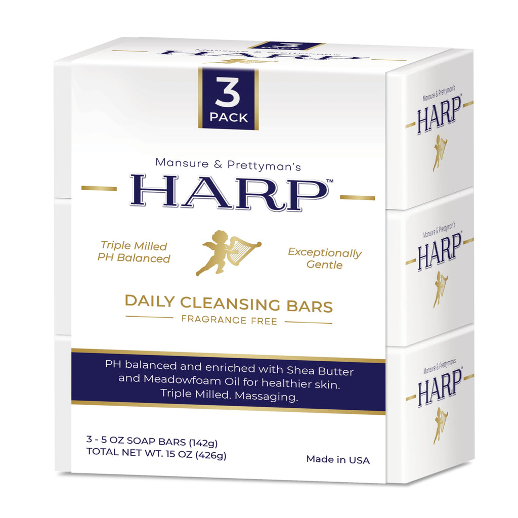 HARP Fragrance Free Body Wash Bar – pH Balanced Syndet Cleanser, No Lye, Non-Comedogenic (3–5oz)