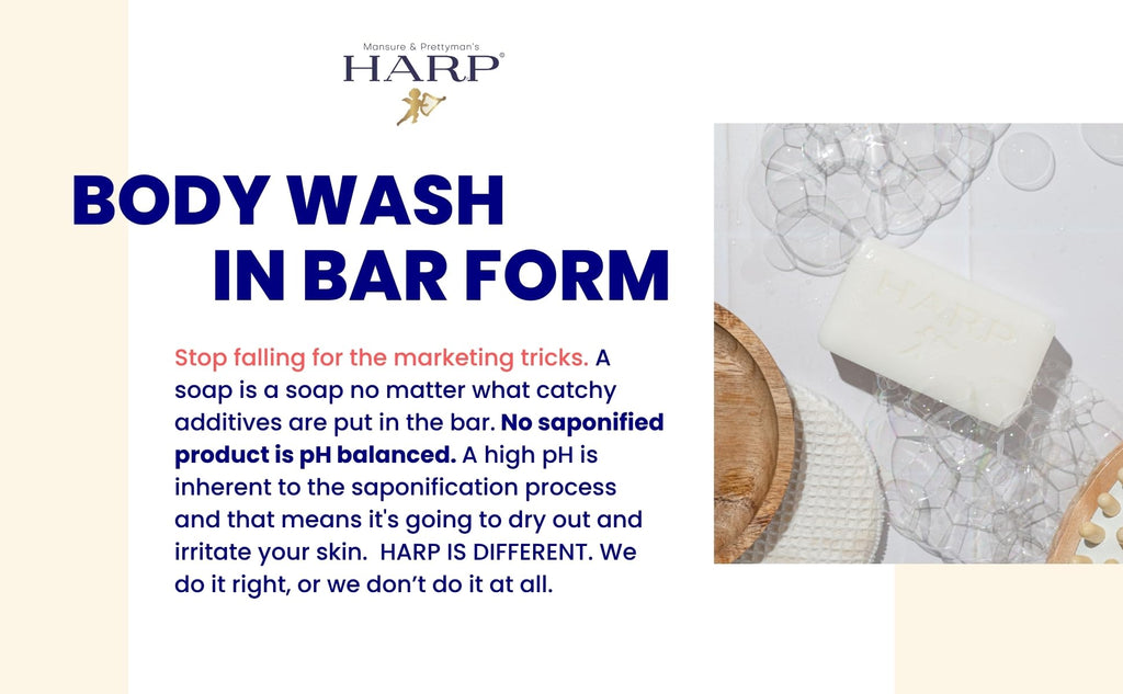 HARP Fragrance-Free Body Wash Bar | pH 5.0–6.0 Syndet, No Lye, Non-Comedogenic, 5oz