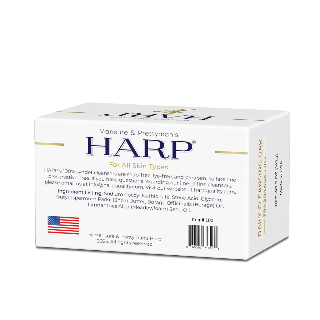 HARP Fragrance-Free Body Wash Bar | pH 5.0–6.0 Syndet, No Lye, Non-Comedogenic, 5oz