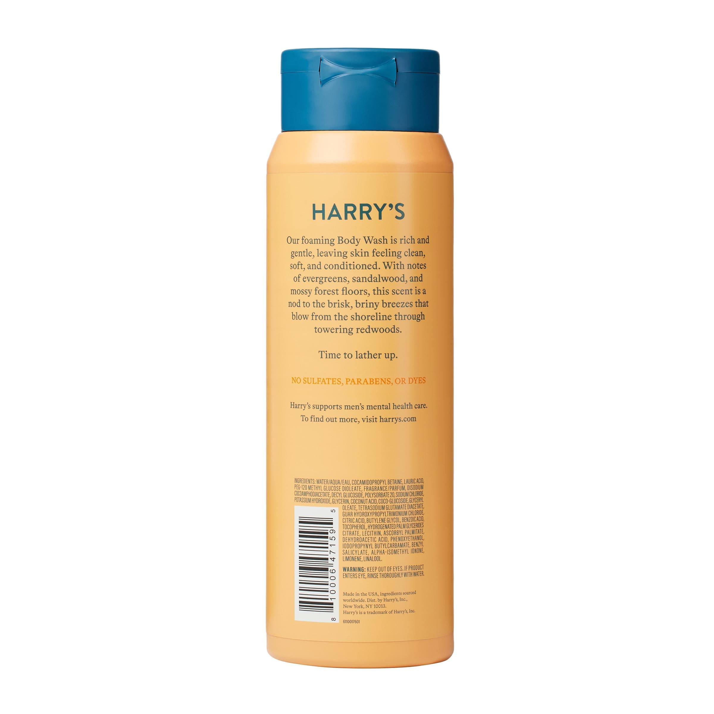 Harry's Redwood Body Wash 16 oz — Sulfate-Free, Paraben-Free, Dye-Free