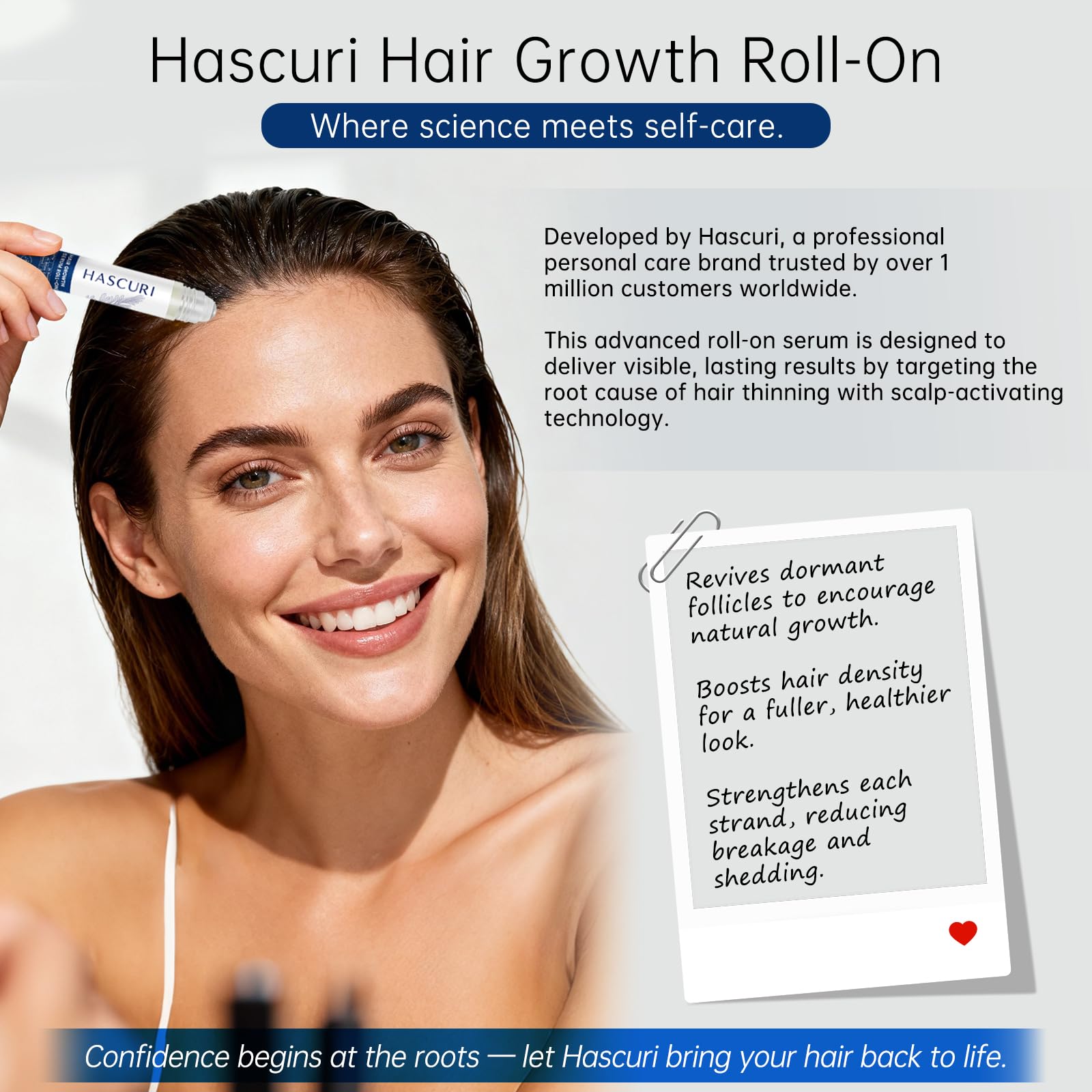 HASCURI 5-in-1 Hair Growth Serum Roll-On – DHT Blocker with Rosemary, Redensyl, Anagain, Ginger & Batana Oil