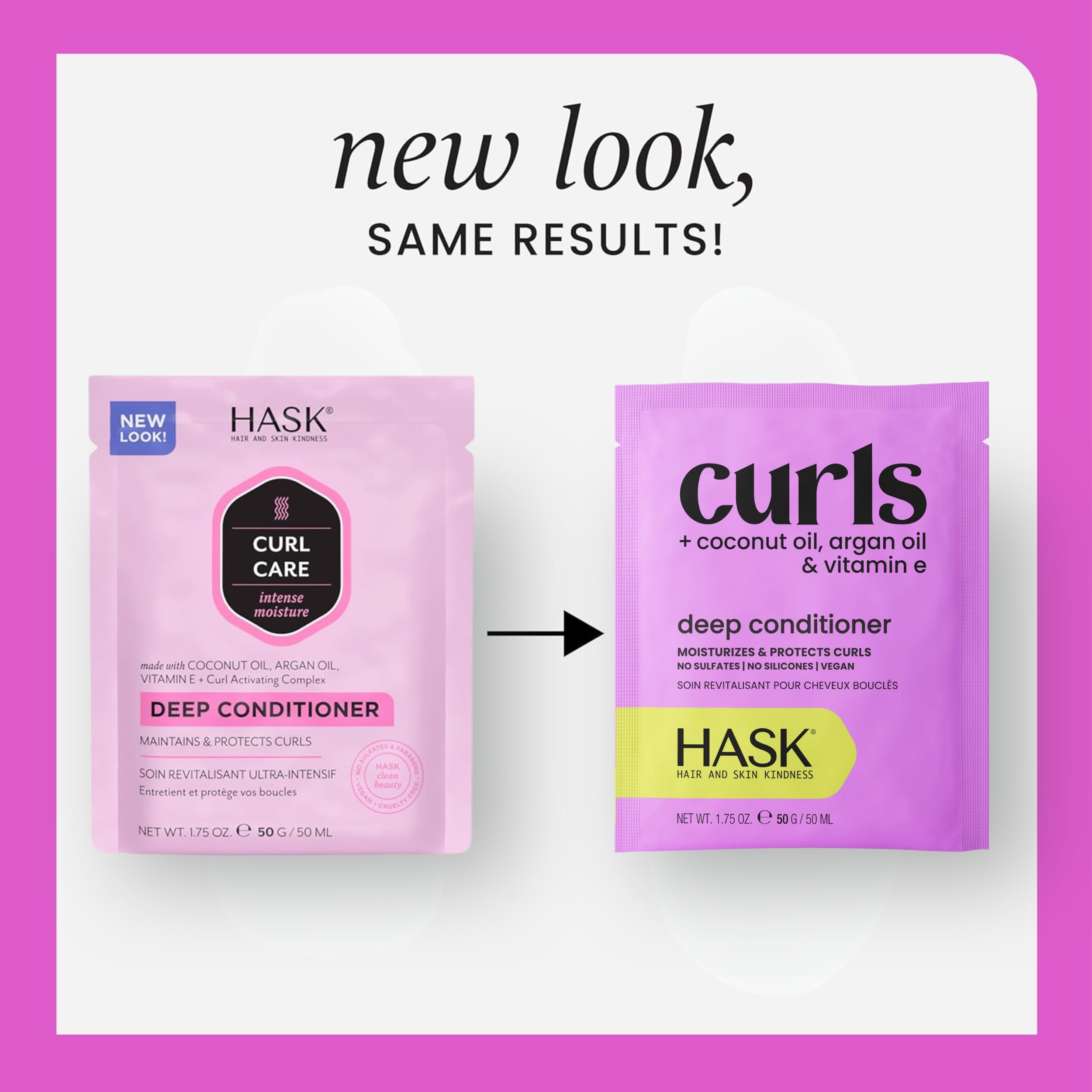 HASK CURL CARE Deep Conditioner Treatments for Curly Hair – Vegan, Cruelty-Free, Color Safe – Pack of 6