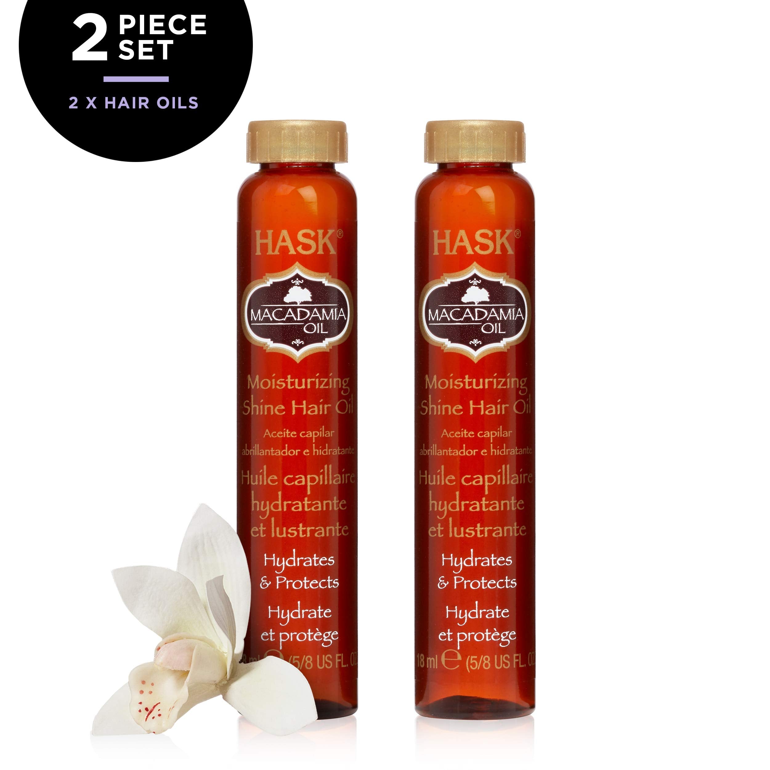 HASK Macadamia Moisturizing Hair Oil Vials – 2-Pack for Shine & Frizz Control