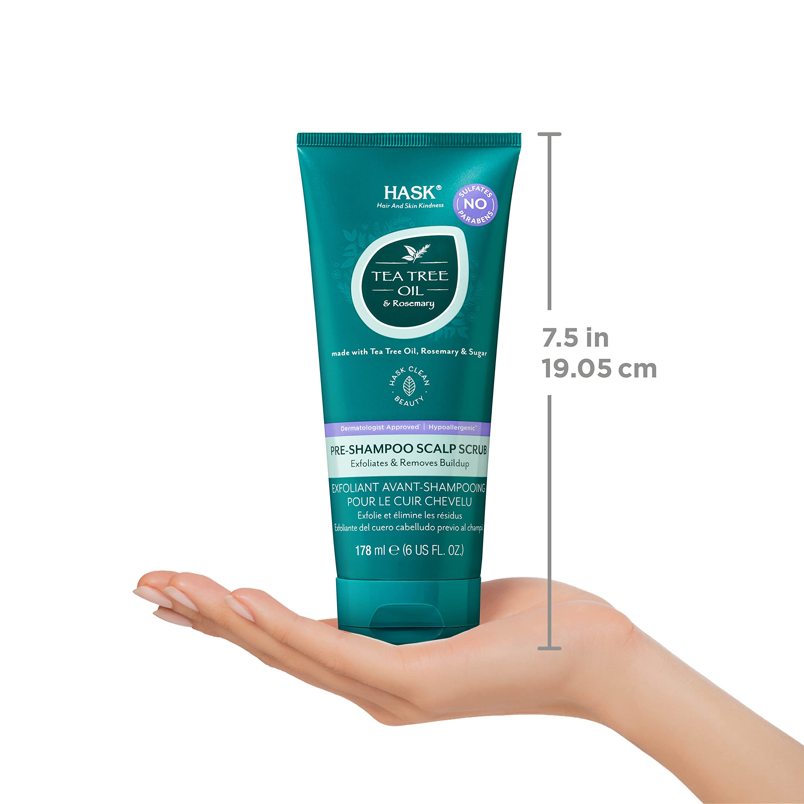 HASK Tea Tree Oil & Rosemary Pre-Shampoo Scalp Scrub – 2-Pack, All Hair Types