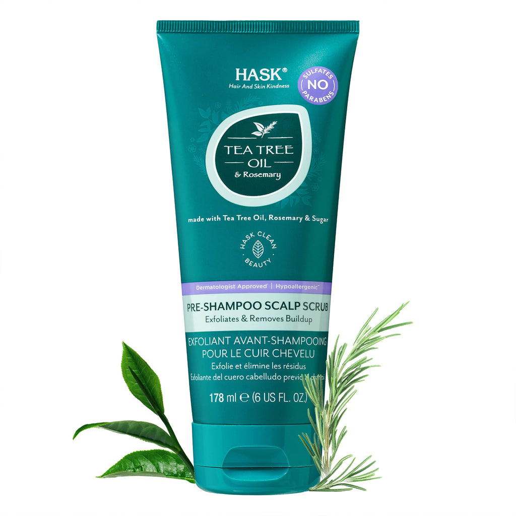 HASK Tea Tree Oil & Rosemary Pre-Shampoo Scalp Scrub – 2-Pack, All Hair Types