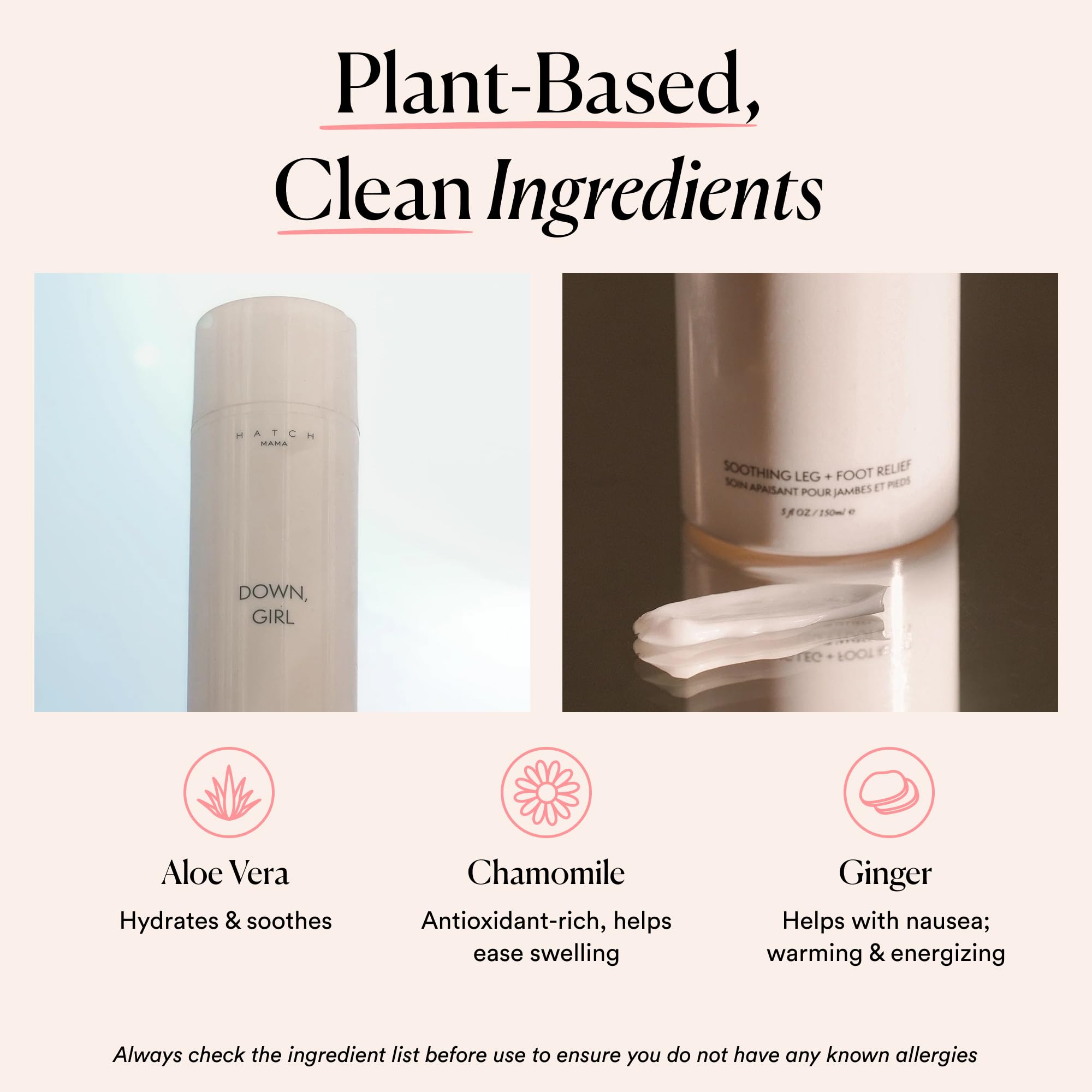 HATCH Down, Girl Cooling Leg & Foot Cream – Maternity Skin Care with Ginger + Mint