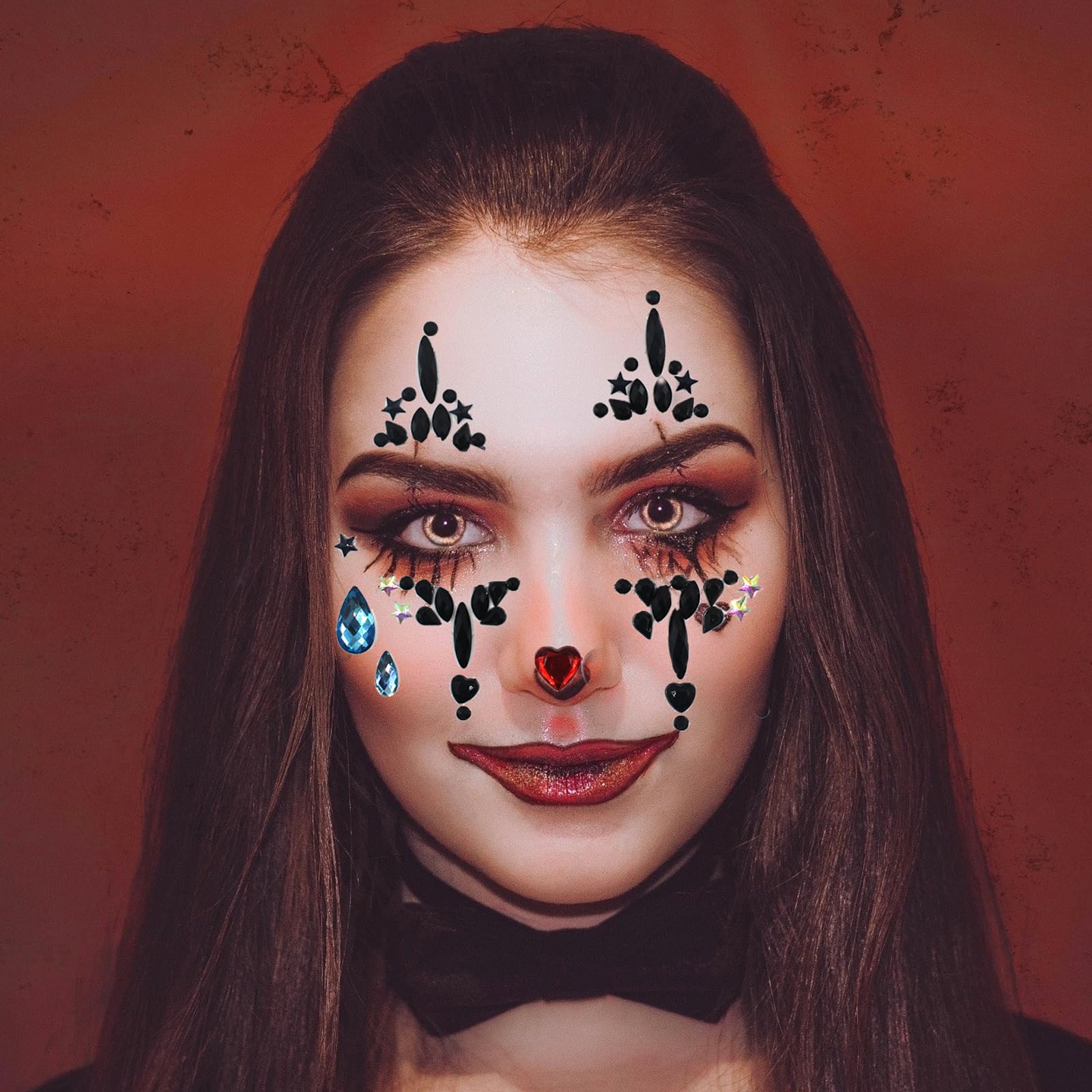 HavanySkr Halloween Clown Face Gems & Day of the Dead Rhinestone Tattoos | 2-Piece Face Gem Set for Women