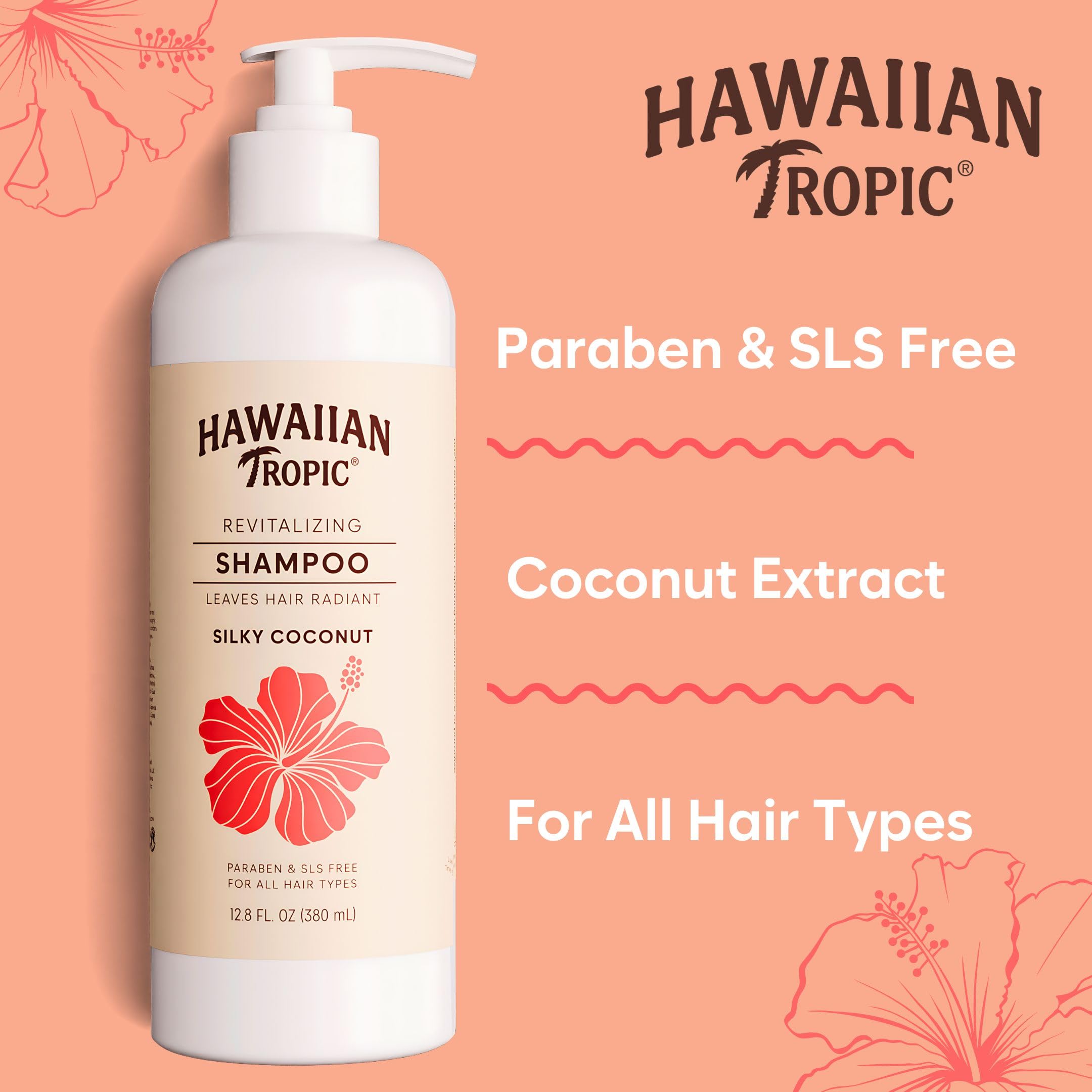 Hawaiian Tropic Silky Coconut Shampoo 5-Pack – 380ml Bottles for Hotels & Vacation Rentals