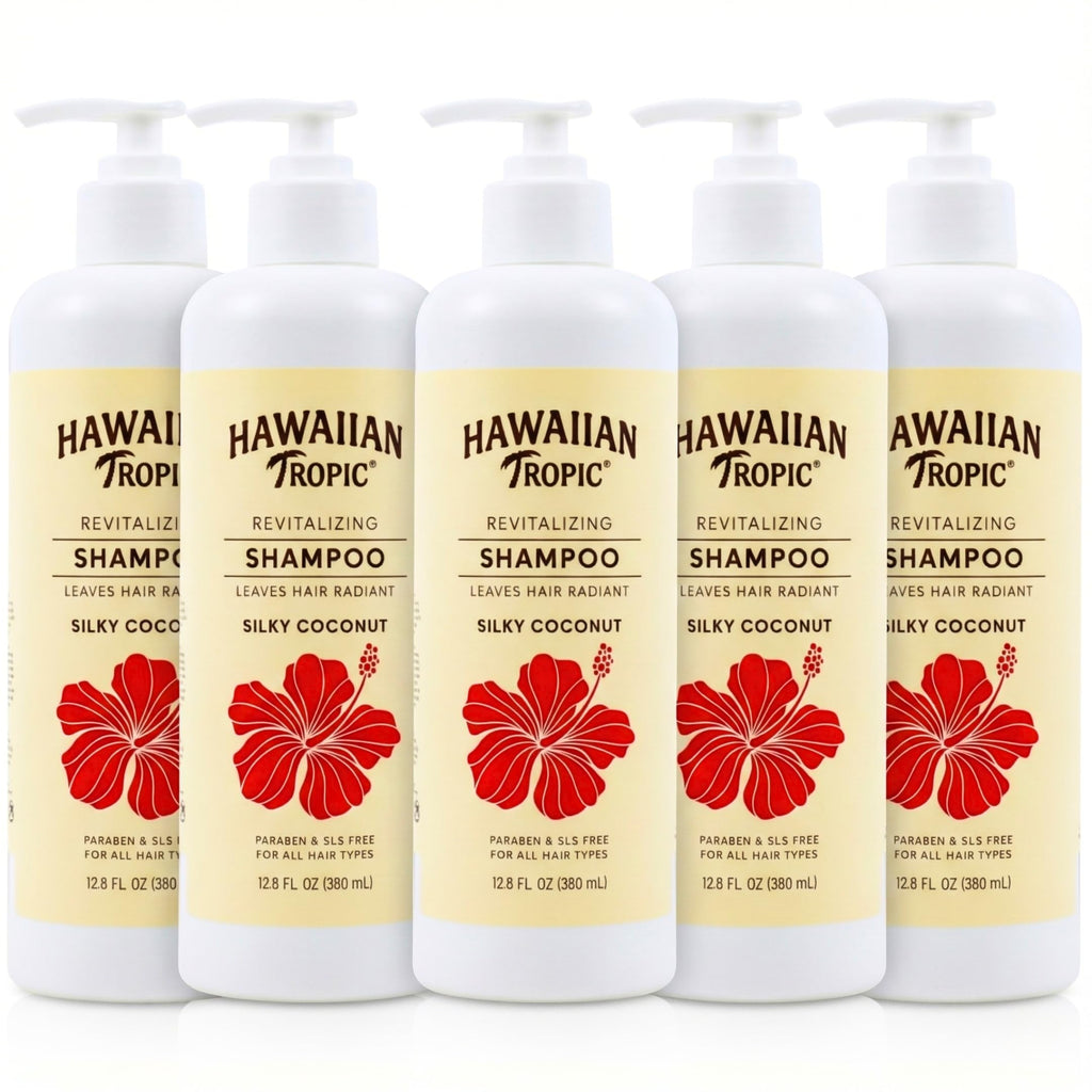 Hawaiian Tropic Silky Coconut Shampoo 5-Pack – 380ml Bottles for Hotels & Vacation Rentals