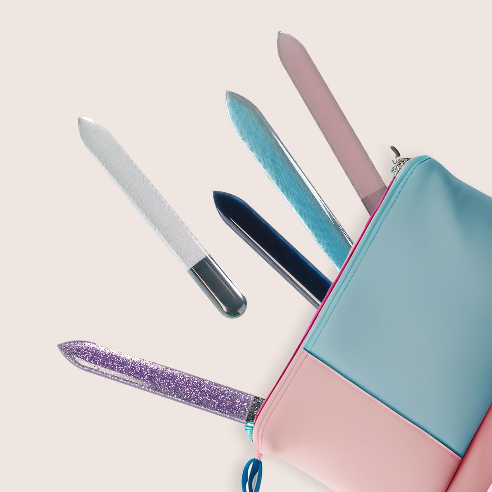 HAWATOUR Nano Glass Nail File with Case | 5-Piece Etched Set