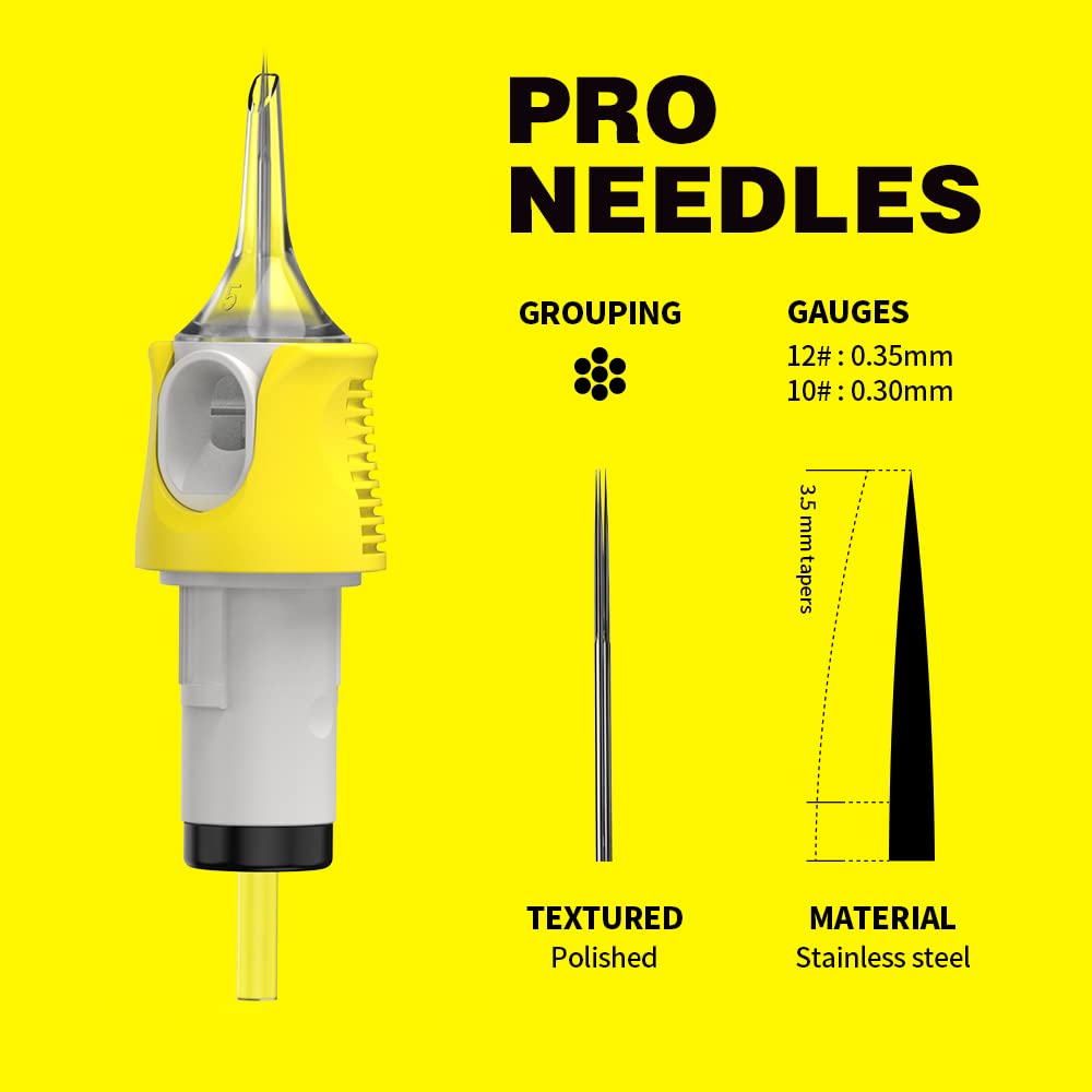 HAWINK 25RM Tattoo Needle Cartridges – #10 Bugpin, 25 Curved/Round Magnum M-Taper, 16Pcs with Membrane