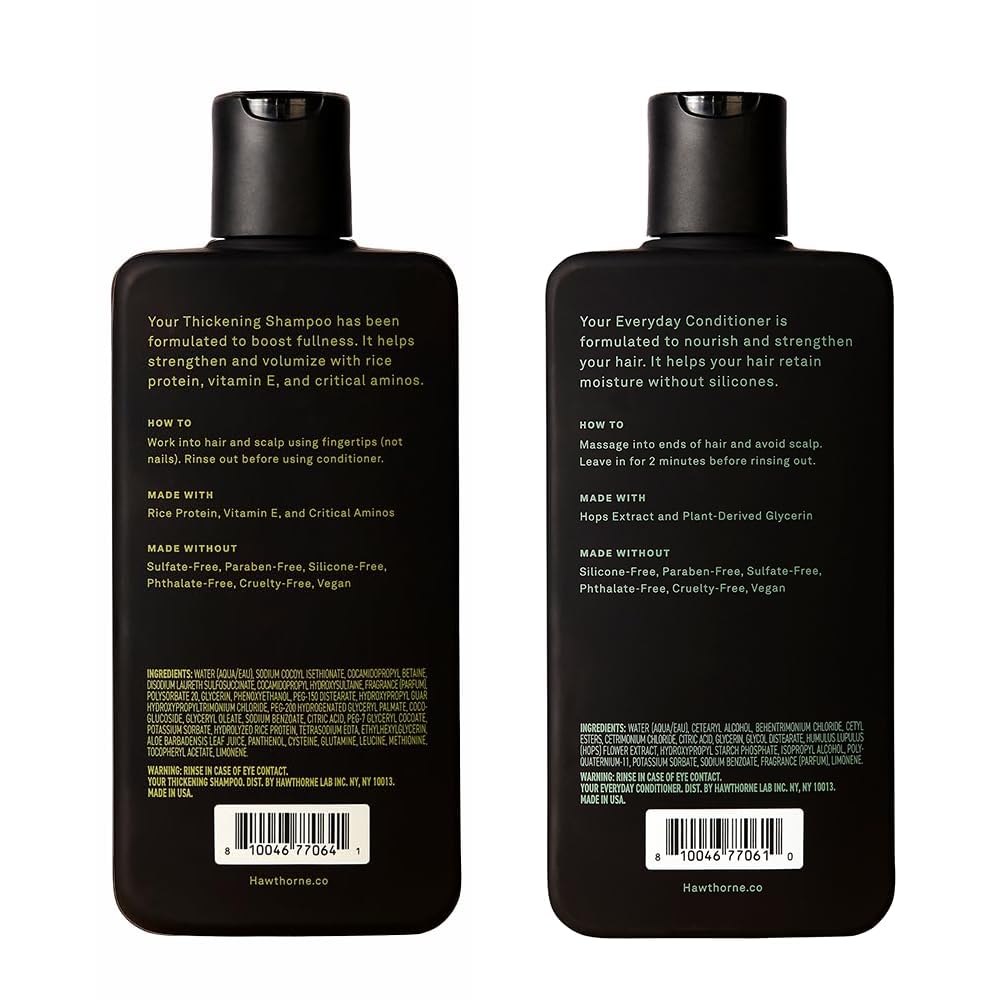 Hawthorne Thicker Hair Shampoo & Conditioner Set for Men – Sulfate Free, Paraben Free, 8 oz Each