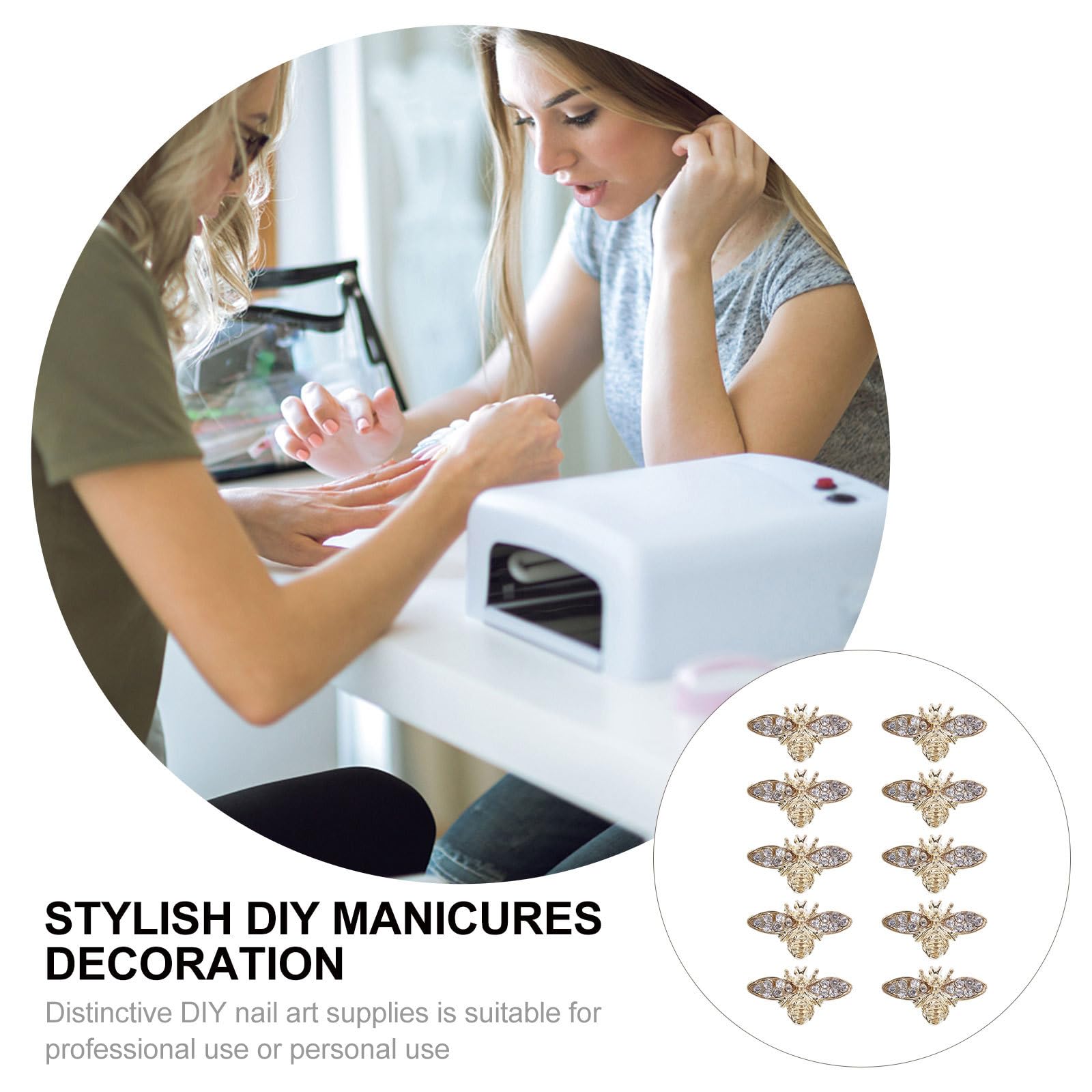 Healeved Bee Nail Charms 3D Alloy – Retro Nail Art Accessories for Acrylic & Natural Nails