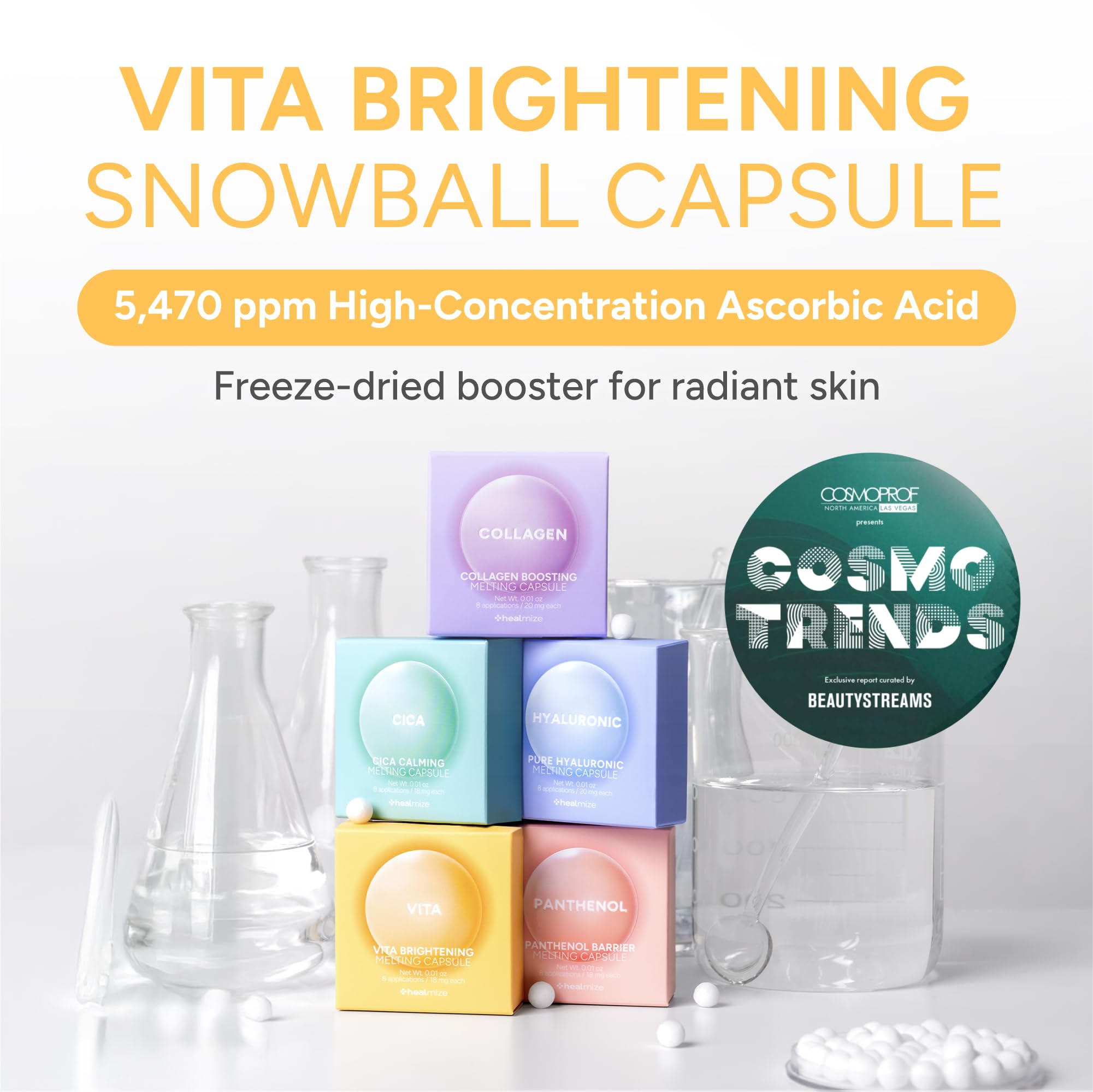 Healmize Vita Melting Snowball Capsule – 5,470ppm Vitamin C with Collagen & Hyaluronic Acid