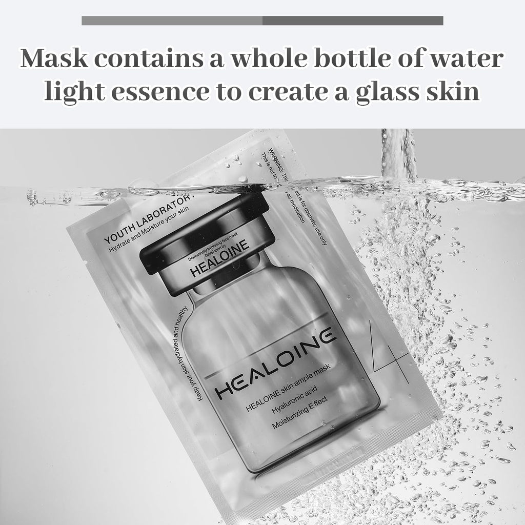 HEALOINE Hyaluronic Acid Face Mask with Niacinamide – Overnight Hydration & Even Skin Tone (10 x 30g)