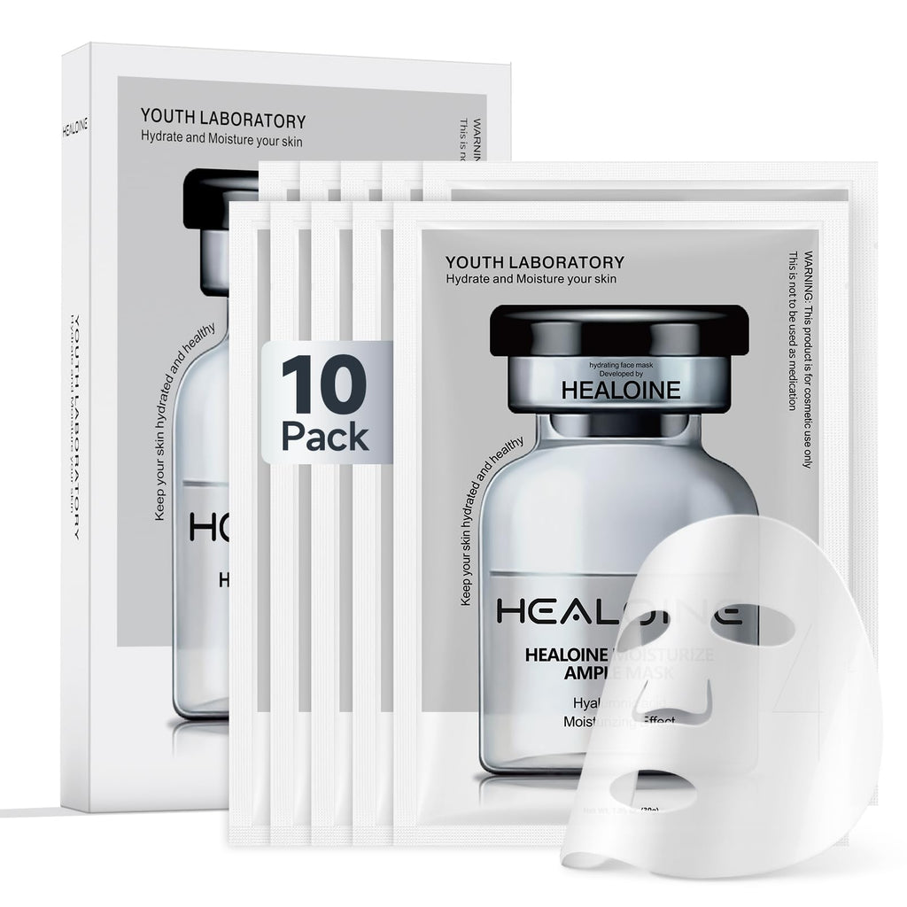 HEALOINE Hyaluronic Acid Face Mask with Niacinamide – Overnight Hydration & Even Skin Tone (10 x 30g)