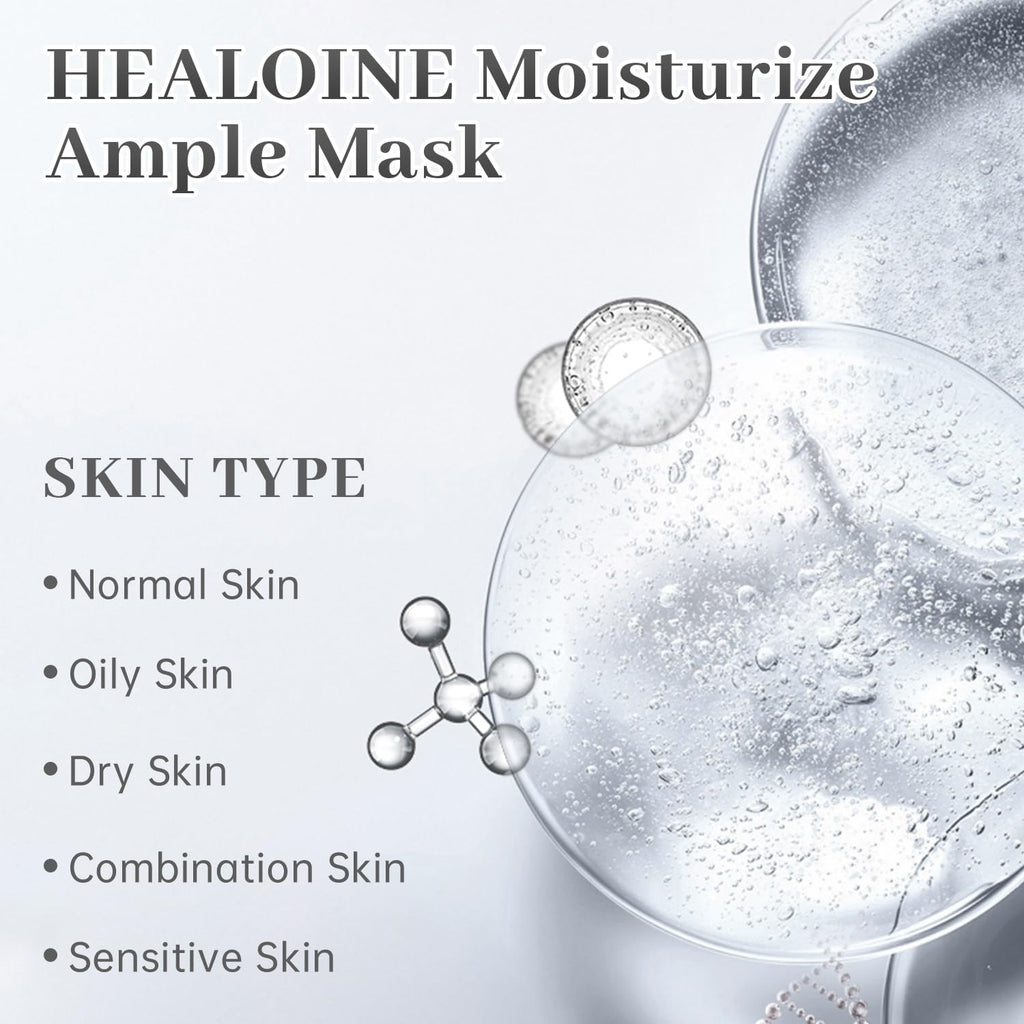 HEALOINE Hyaluronic Acid Face Mask with Niacinamide – Overnight Hydration & Even Skin Tone (10 x 30g)