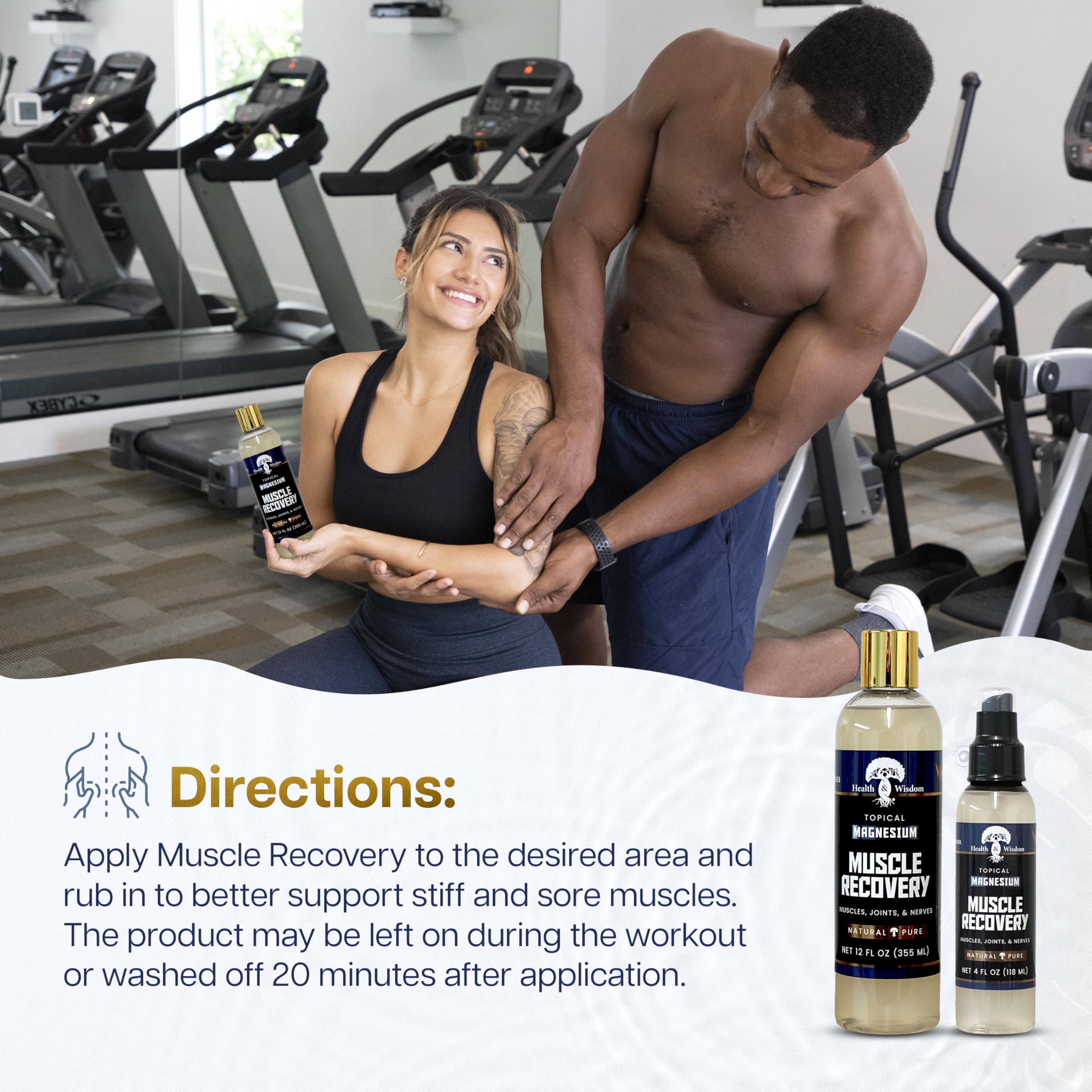 Health and Wisdom Magnesium Muscle Recovery – Topical Muscle & Joint Support (4 fl oz)